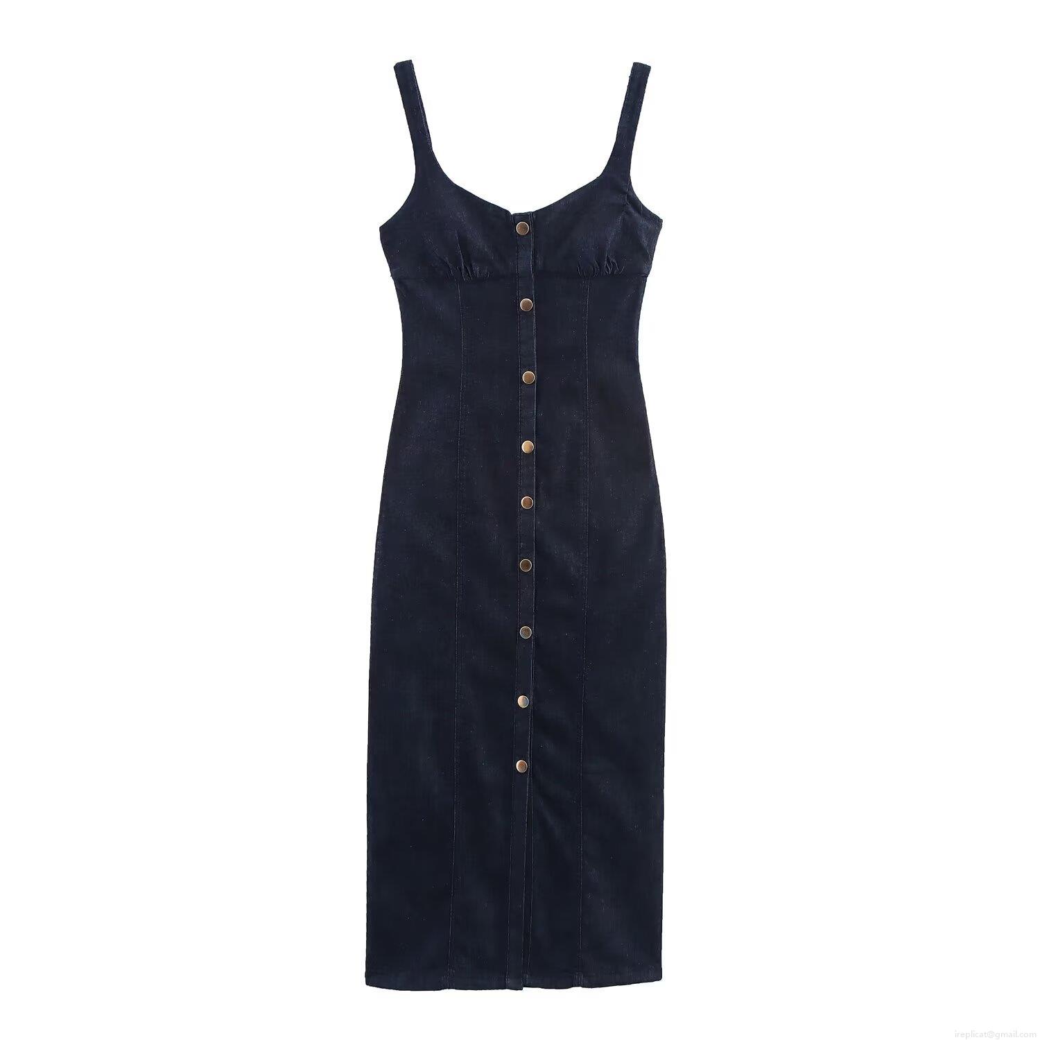 Women Sexy V Neck Denim Midi Dress With Adjustable Straps Elegant Slim Fit Polyester Denim Blend Long Dress For Party Clubwear Solid Color Dark Blue Women Sexy V Neck Denim Midi Dress With Adjustable Straps Elegant Slim Fit Polyester Denim Blend Long Dress For Party Clubwear Solid Color Dark Blue