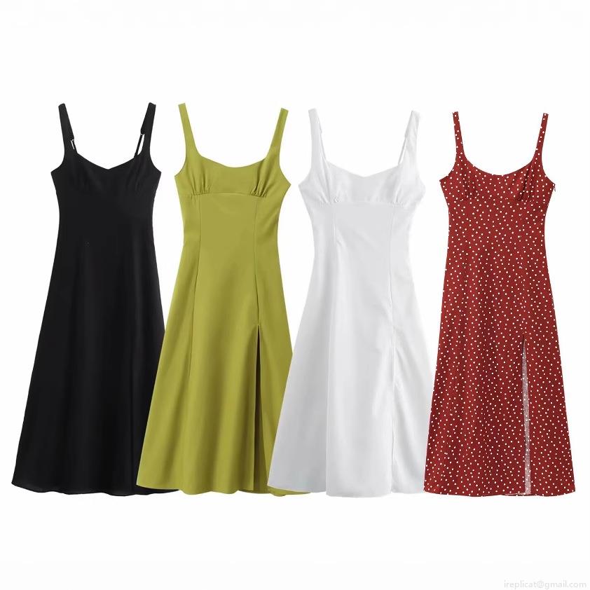 Women's Linen Blend Polka Dot Midi Dress Spaghetti Strap V-Neck Side Slit Sexy Cami Dress Summer Vacation Party Elegant Sun Dress Women's Linen Blend Polka Dot Midi Dress Spaghetti Strap V-Neck Side Slit Sexy Cami Dress Summer Vacation Party Elegant Sun Dress