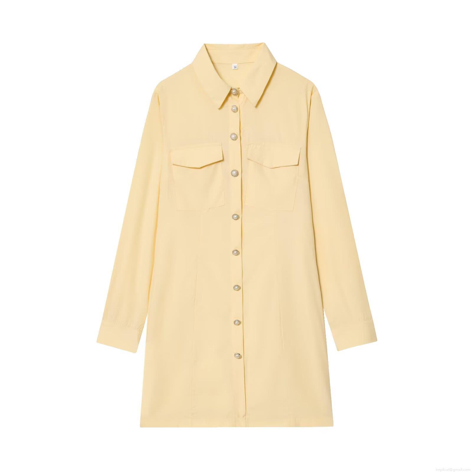 Women's Elegant Long Sleeve Shirt Dress Single Breasted Lapel Crepe Fabric Button Down Midi Dress For Office Daily Casual Ladies Fashion Women's Elegant Long Sleeve Shirt Dress Single Breasted Lapel Crepe Fabric Button Down Midi Dress For Office Daily Casual Ladies Fashion
