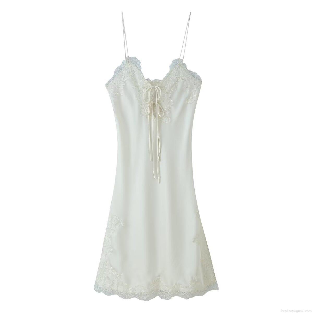 Women's Elegant Satin Lace Cami Midi Dress Sexy Deep V-Neck Lace Trim Tie Front Spaghetti Strap Evening Party Wedding Guest Gown For Ladies Women's Elegant Satin Lace Cami Midi Dress Sexy Deep V-Neck Lace Trim Tie Front Spaghetti Strap Evening Party Wedding Guest Gown For Ladies