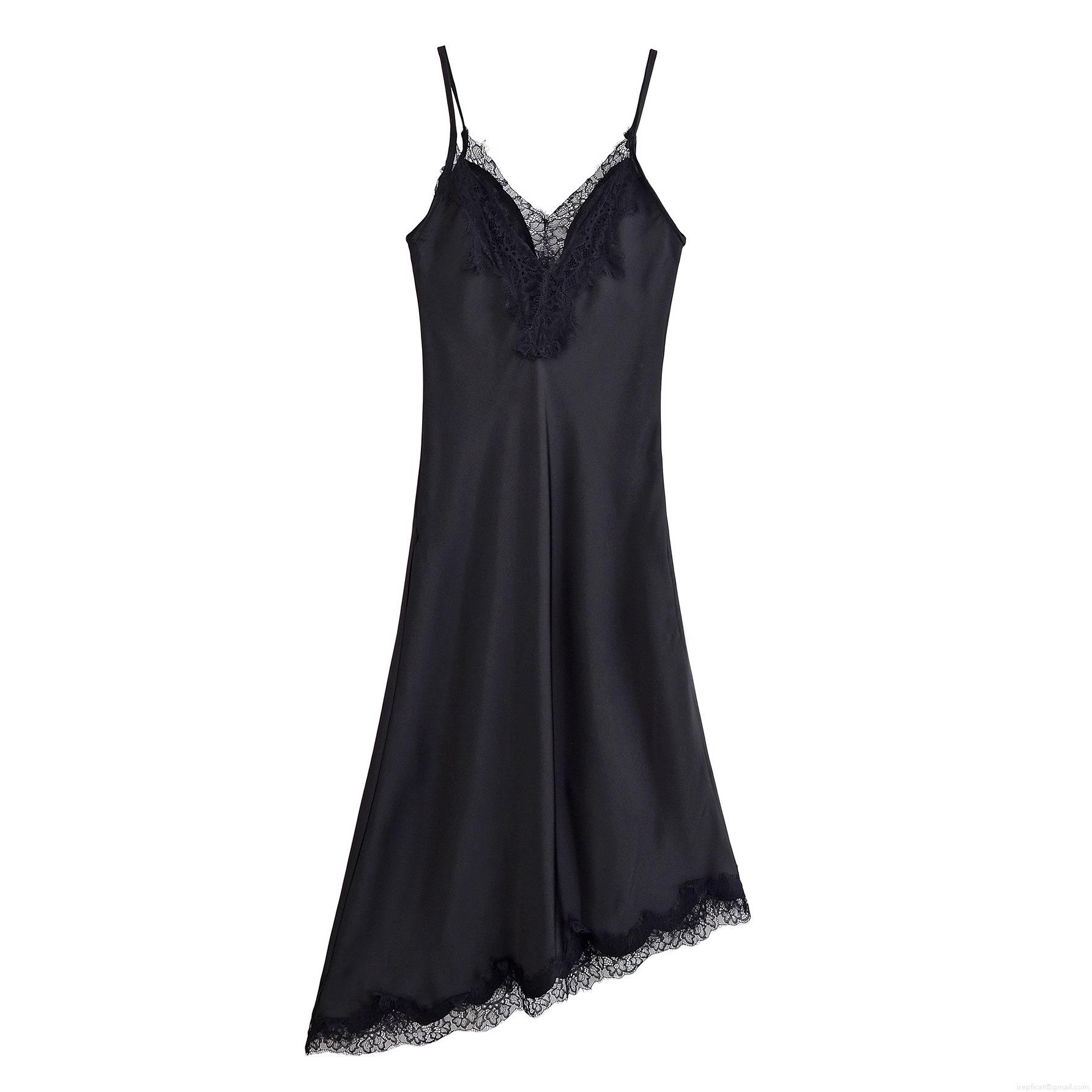 Women Sexy Black Satin Lace Patchwork Slip Dress V Neck Spaghetti Strap Sleeveless Backless Elegant Evening Party Maxi Long Dress For Ladies