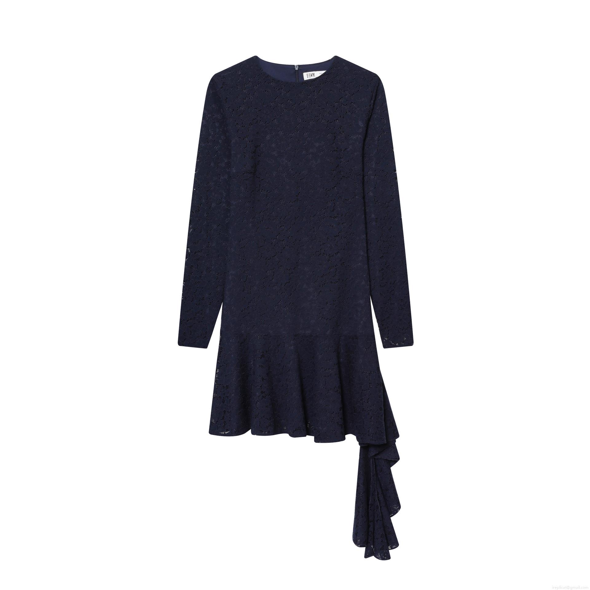 Women\'s Elegant Lace Layered Midi Dress Long Sleeve Round Neck Asymmetric Ruffle Hem Polyester Solid Color Party Event Bodycon Dress Women\'s Elegant Lace Layered Midi Dress Long Sleeve Round Neck Asymmetric Ruffle Hem Polyester Solid Color Party Event Bodycon Dress