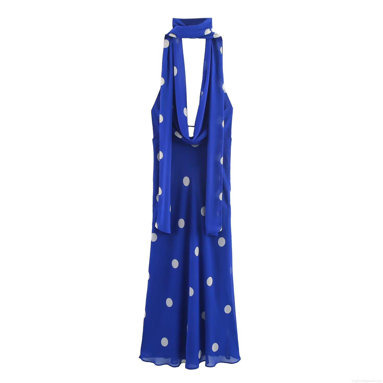 Women Sexy Halter Neck Backless Polka Dot Print Midi Dress Elegant Sleeveless Chiffon Long Dress Summer Party Vacation Lady Fashion Night Club Women Sexy Halter Neck Backless Polka Dot Print Midi Dress Elegant Sleeveless Chiffon Long Dress Summer Party Vacation Lady Fashion Night Club