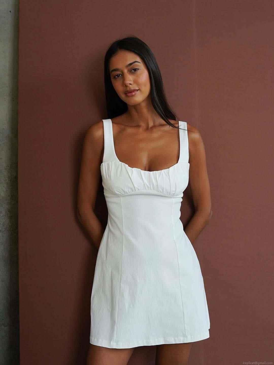 Women Sexy U-Neck Suspender Bodycon Midi Dress Cotton Blend Pleated Chest Slim Fit Party Clubwear Streetwear Sleeveless Solid White Dress Women Sexy U-Neck Suspender Bodycon Midi Dress Cotton Blend Pleated Chest Slim Fit Party Clubwear Streetwear Sleeveless Solid White Dress