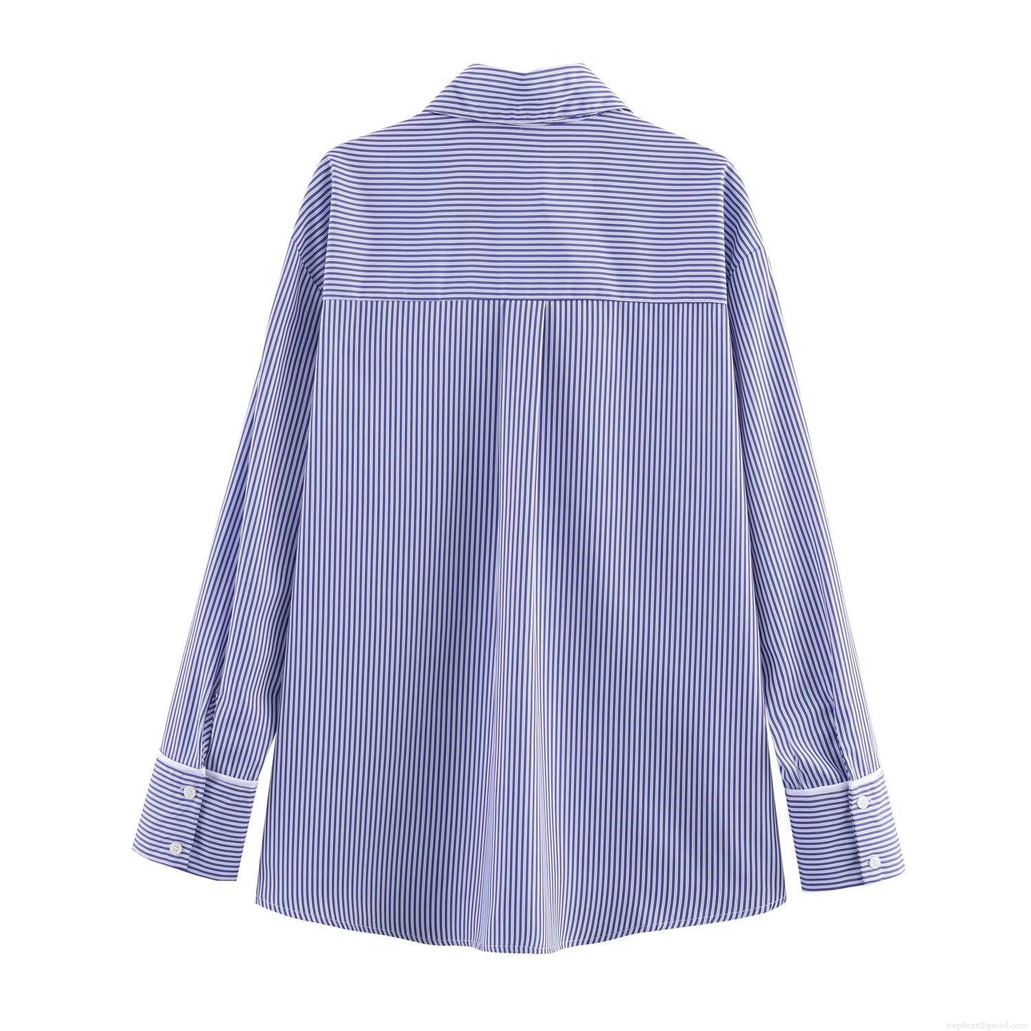 Women\'s Striped Long Sleeve Button Down Shirt and High Waist Pants Two Piece Set Polyester Casual Streetwear Loungewear Outfit Fashion Set