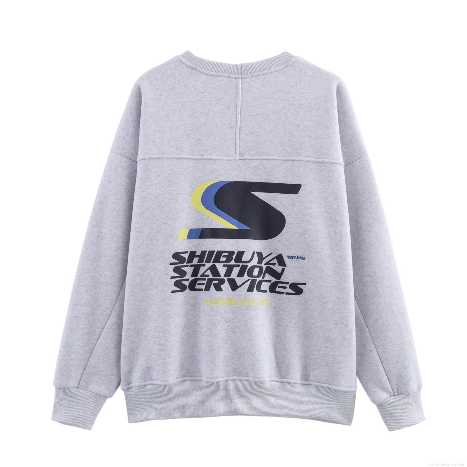 Women\'s Casual Knitted Two Piece Set Letter Print Round Neck Sweatshirt and Wide Leg Pants Streetwear Loungewear Outfit Heather Grey