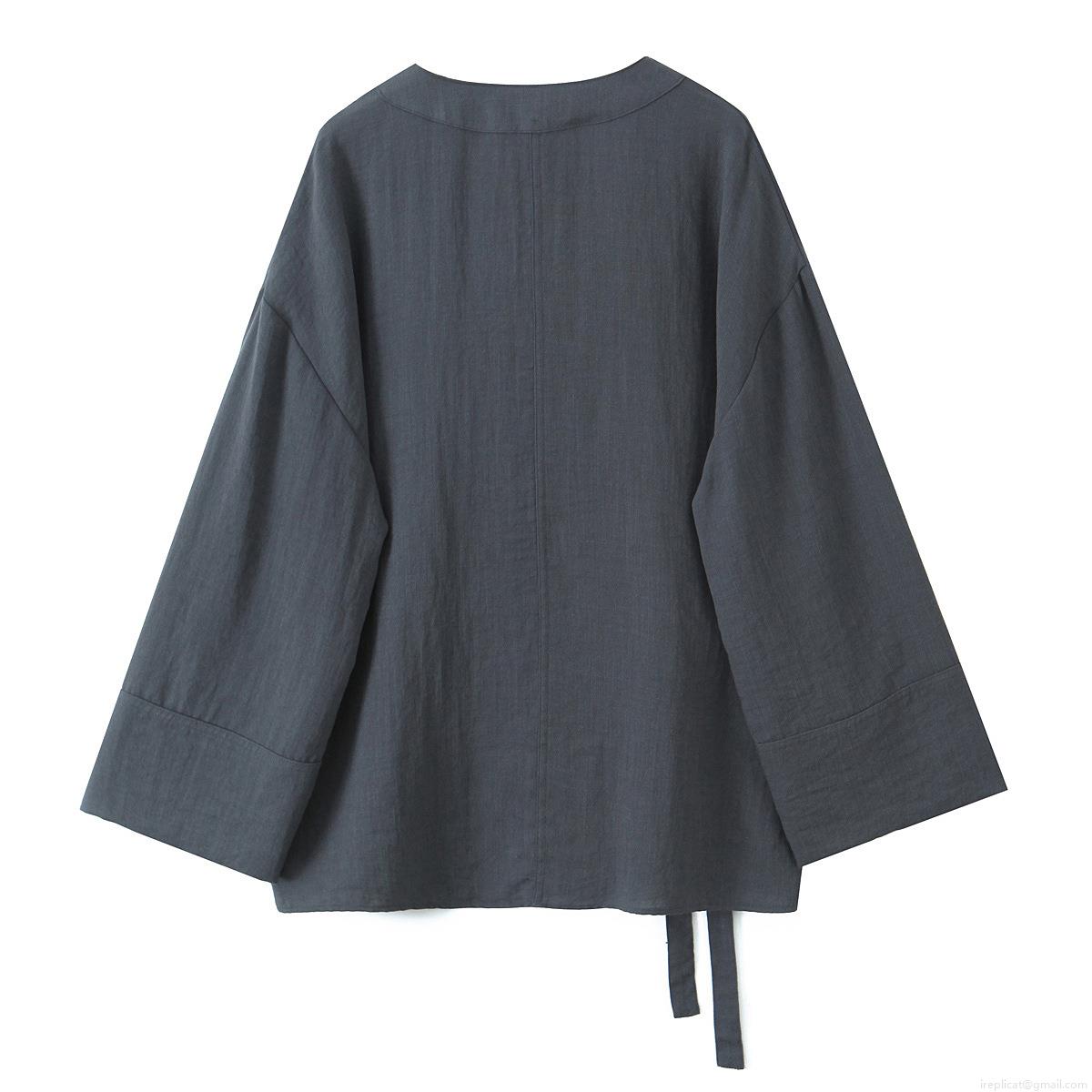 Women\'s Casual Two Piece Loungewear Set Japanese Kimono Style Lace Up Wrap Top And Wide Leg Pants Solid Color Cotton Linen Feel Outfit Streetwear