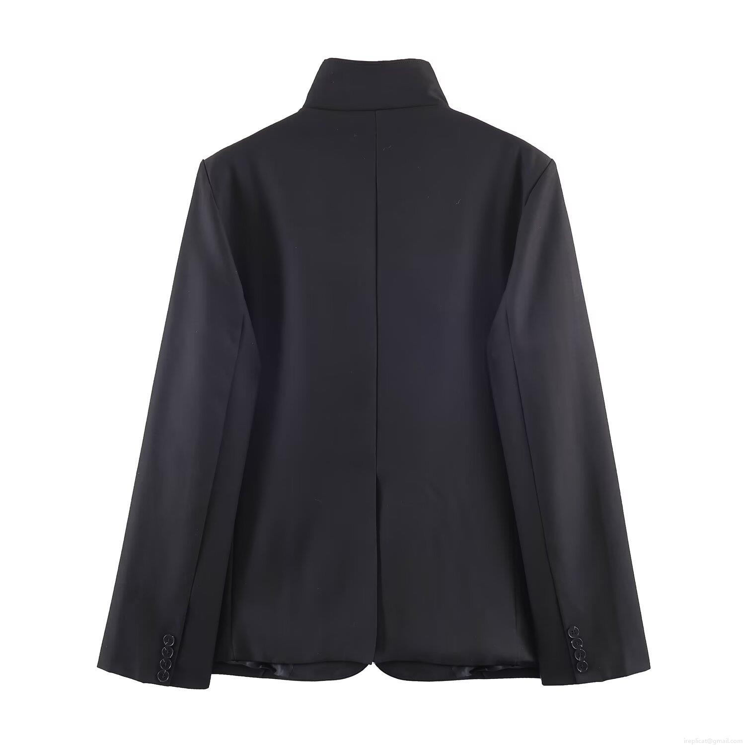 Women\'s Chic Two Piece Suit Set Asymmetric Stand Collar Blazer and High Waist Wide Leg Pants Streetwear Casual Office Outfit Polyester Solid Dark Gray