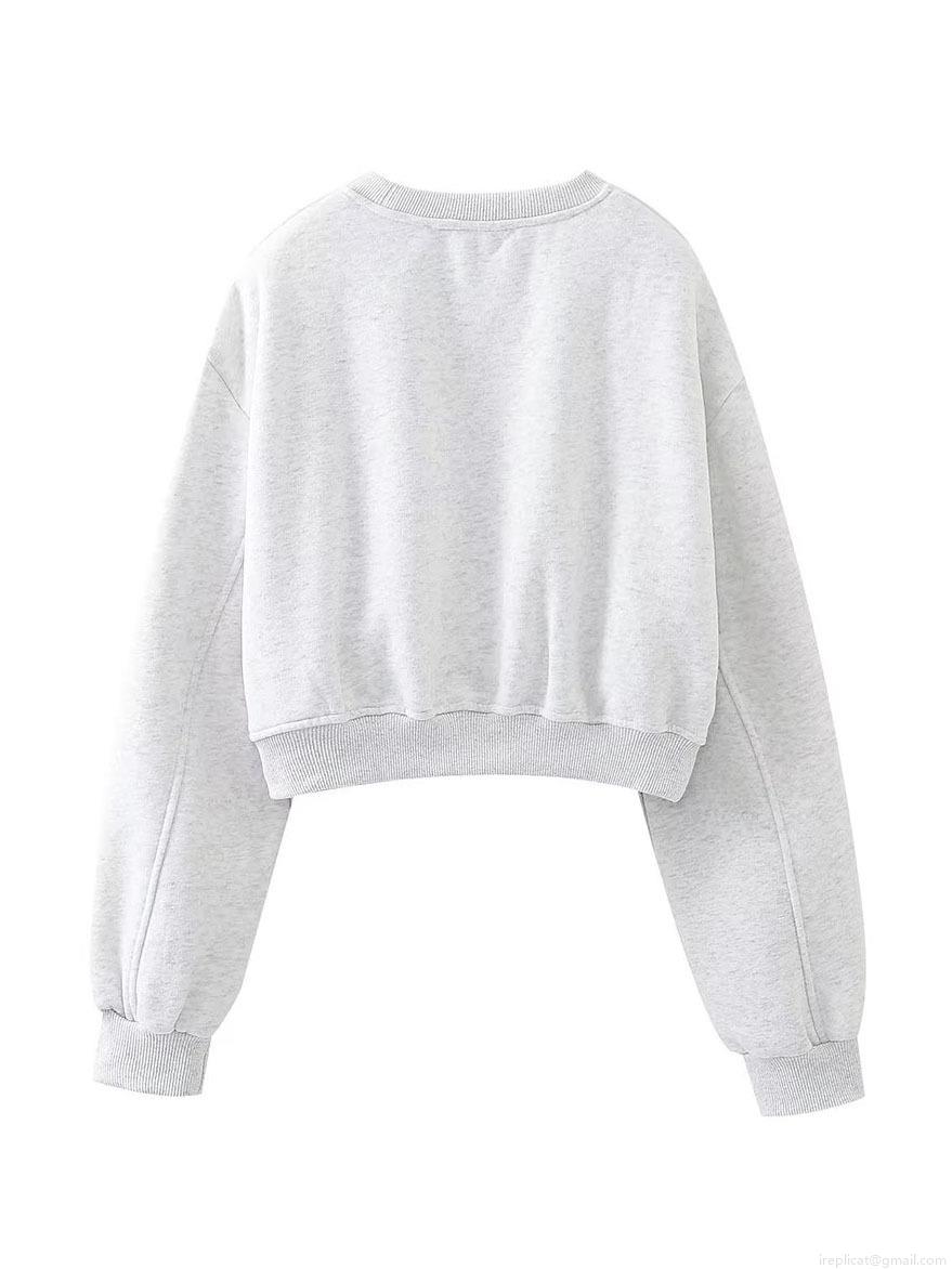 Women\'s Casual Solid Color 2 Piece Sweatshirt Set Long Sleeve Cropped Round Neck Pullover And Drawstring Jogger Sweatpants Loungewear Outfits For Fall Spring