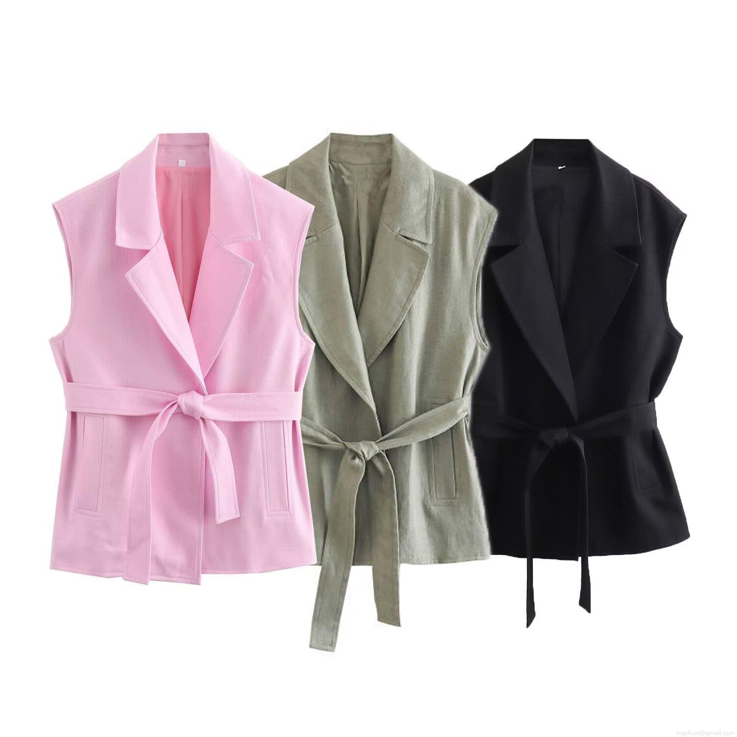 Women's 2-Piece Suit Sleeveless Lapel Waistcoat Vest and Wide Leg Long Pants Set with Belt Solid Color Casual Business Commute Streetwear Outfits for Women Women's 2-Piece Suit Sleeveless Lapel Waistcoat Vest and Wide Leg Long Pants Set with Belt Solid Color Casual Business Commute Streetwear Outfits for Women