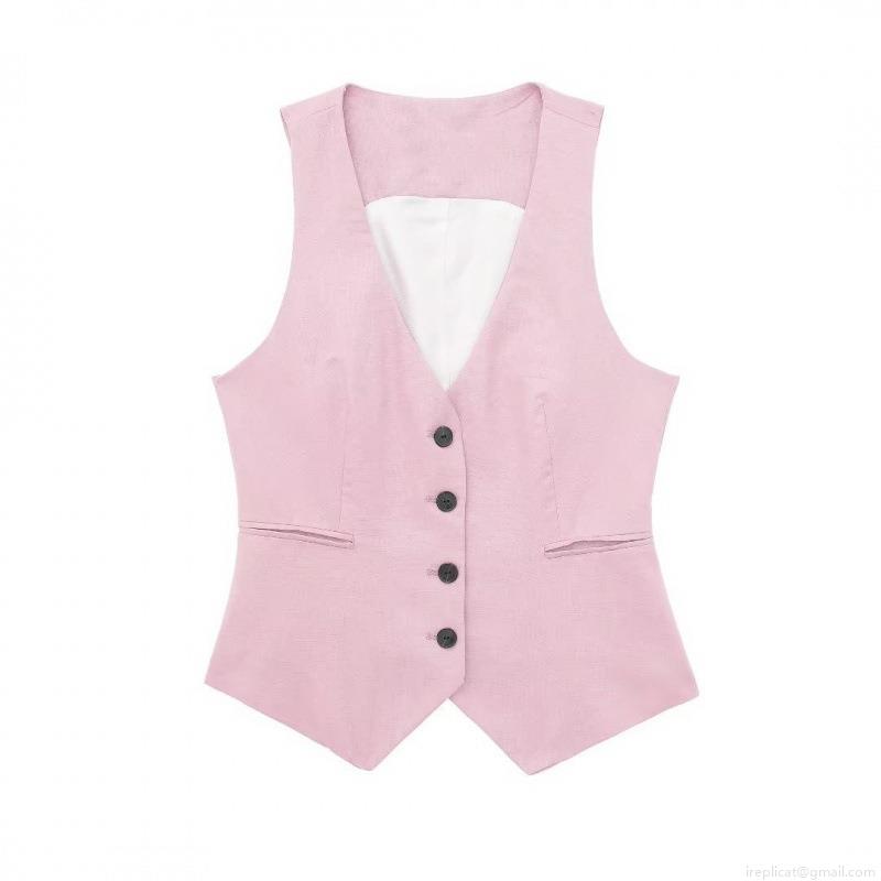 Women's 3-Piece Office Suit Set Linen Blend Double Breasted Blazer Vest And Wide Leg Pants Business Professional Commuter Outfits Solid Color Women's 3-Piece Office Suit Set Linen Blend Double Breasted Blazer Vest And Wide Leg Pants Business Professional Commuter Outfits Solid Color