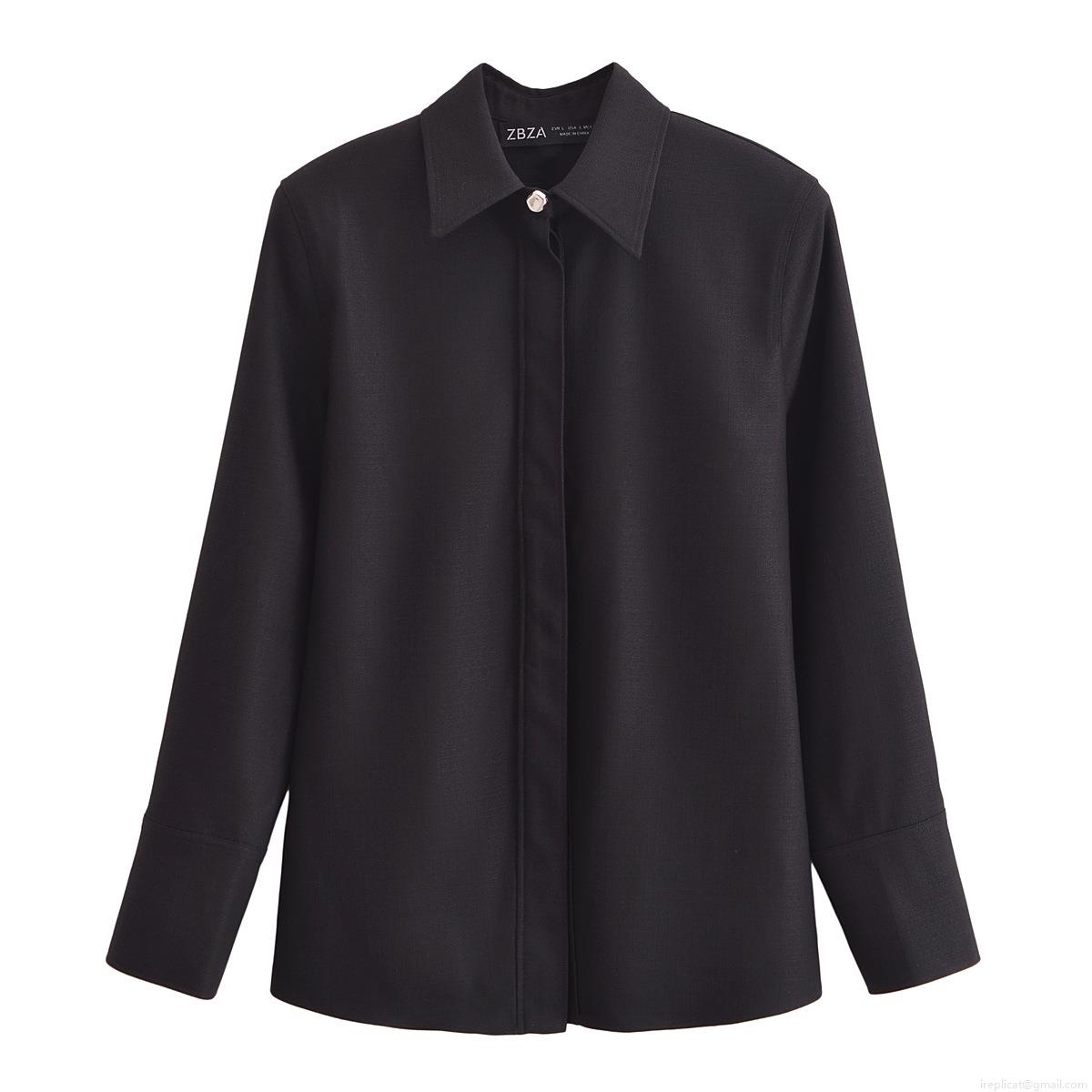 Women\'s 2-Piece Elegant Black Set Shoulder Pad Long Sleeve Shirt And High Waist Flare Pants Set Solid Color Office Lady Chic Streetwear Polyester Suits Women\'s 2-Piece Elegant Black Set Shoulder Pad Long Sleeve Shirt And High Waist Flare Pants Set Solid Color Office Lady Chic Streetwear Polyester Suits