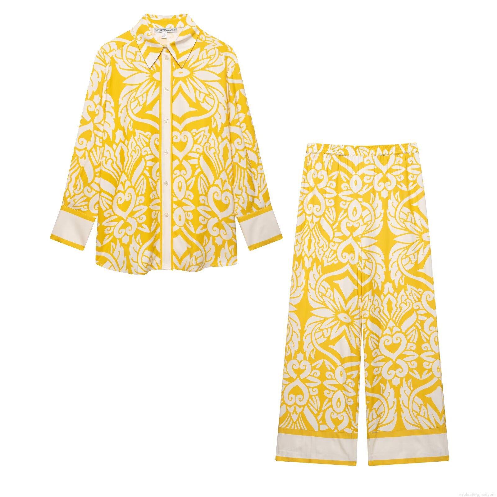 Women's Casual 2 Piece Set Button Down Long Sleeve Shirt and High Waist Wide Leg Pants Baroque Floral Paisley Print Loose Outfits for Women Streetwear Women's Casual 2 Piece Set Button Down Long Sleeve Shirt and High Waist Wide Leg Pants Baroque Floral Paisley Print Loose Outfits for Women Streetwear