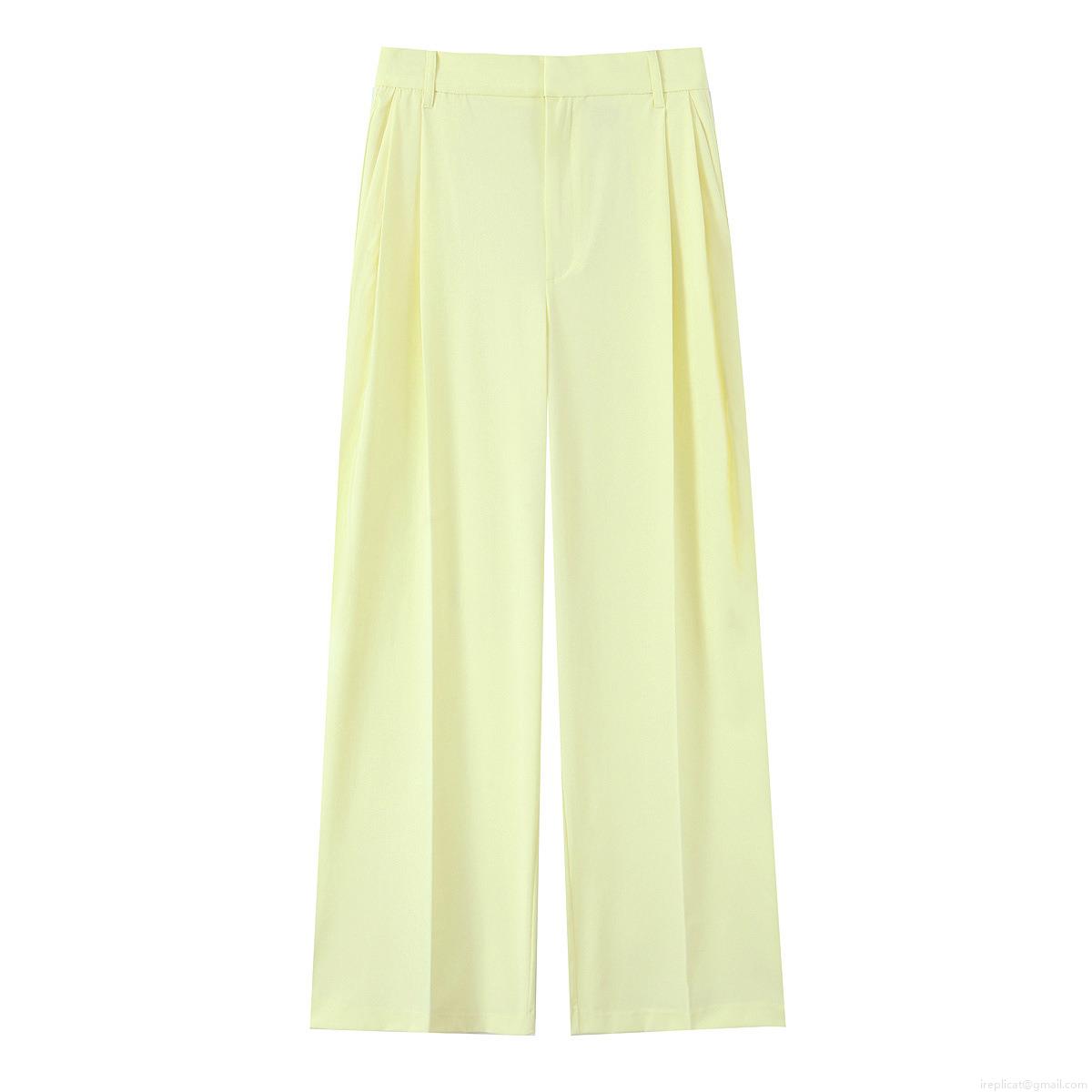 Women\'s Elegant Halter Neck Sleeveless Vest Top And High Waist Wide Leg Pants Two Piece Set Solid Color Polyester Summer Casual Suit
