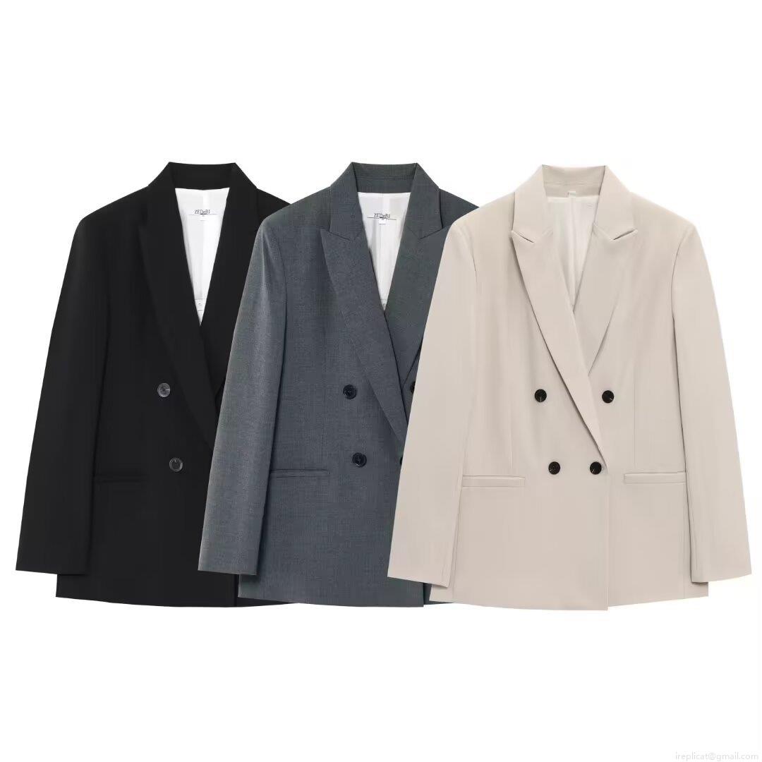Women Double Breasted Blazer And Wide Leg Pants Two Piece Set Office Lady Professional Business Suit Solid Color Casual Streetwear Outfits Women Double Breasted Blazer And Wide Leg Pants Two Piece Set Office Lady Professional Business Suit Solid Color Casual Streetwear Outfits
