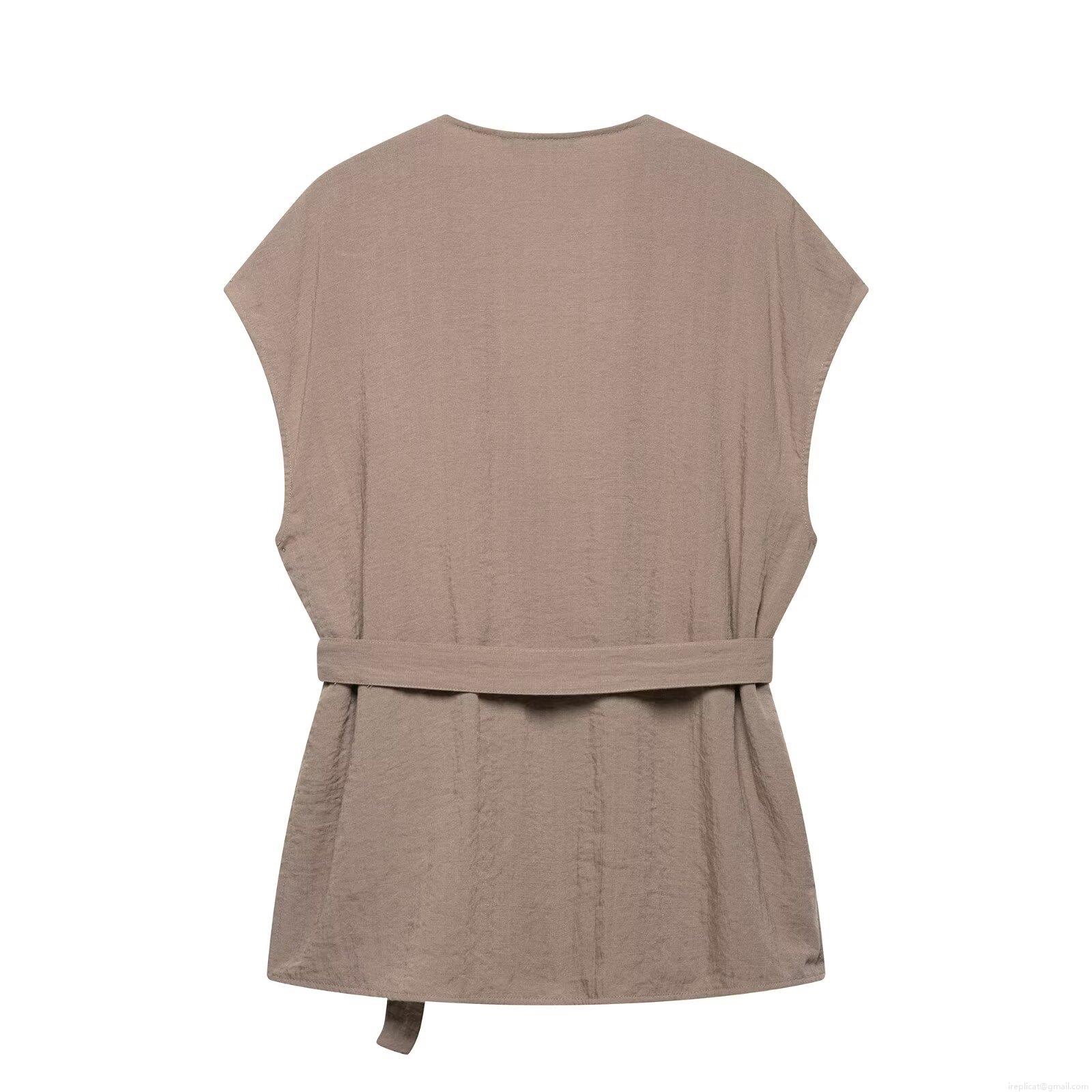 Women\'s 2-Piece Sleeveless Wrap V-Neck Tie Waist Top and High Waist Wide Leg Flared Pants Set 100% Polyester Linen Texture Solid Color Streetwear Casual Vacation Outfit