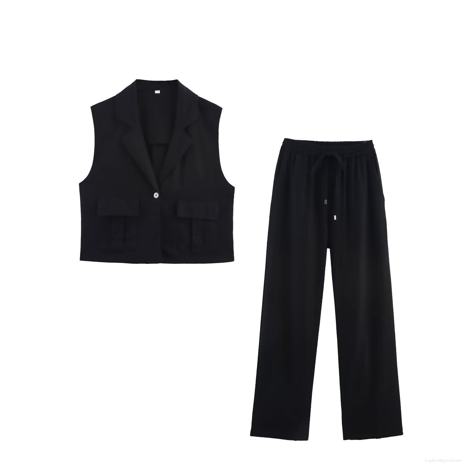 Women's Sleeveless Vest Top and Wide Leg Pants Set Linen Blend Single Button V Neck Waistcoat Drawstring Straight Trousers 2 Piece Casual Suit Streetwear Summer Women's Sleeveless Vest Top and Wide Leg Pants Set Linen Blend Single Button V Neck Waistcoat Drawstring Straight Trousers 2 Piece Casual Suit Streetwear Summer
