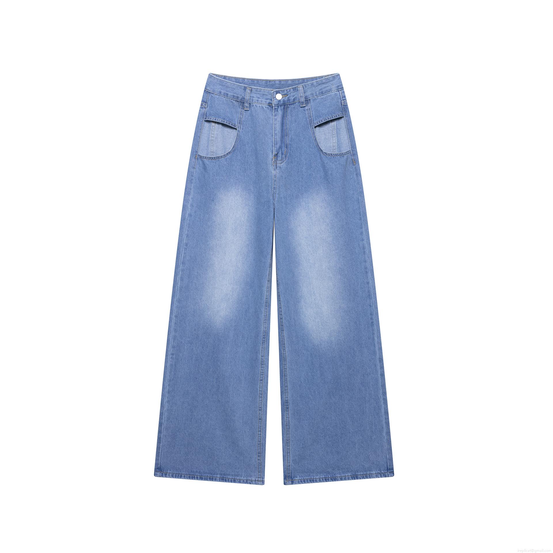 Women\'s Casual Denim Vest And Hollow Out Jeans 2 Piece Set Summer Western Style Light Blue Washed Sleeveless Waistcoat And High Waist Wide Leg Denim Pants Outfit Streetwear Co-ord Suit