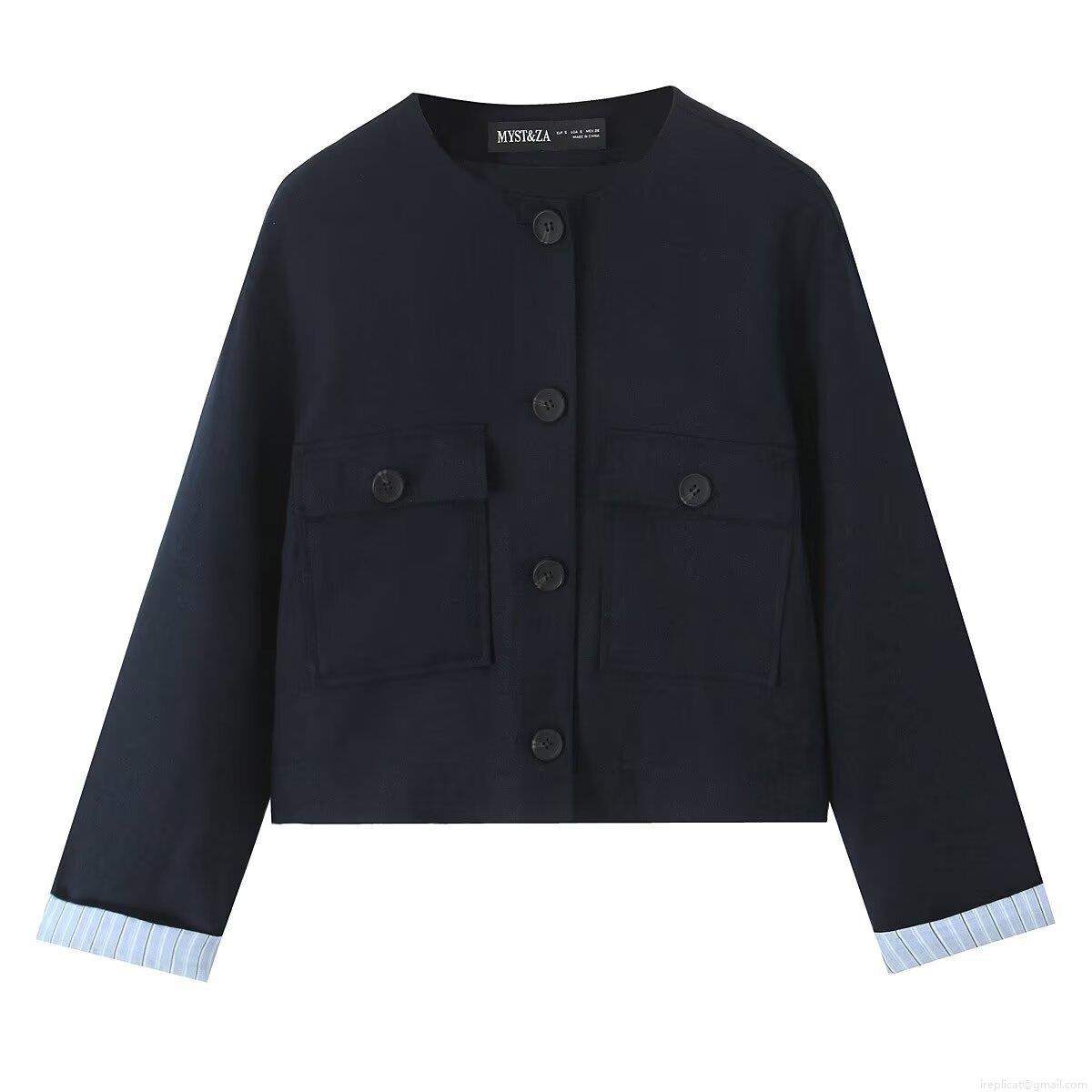 Women\'s Two Piece Pants Set Round Neck Short Jacket And Straight Leg Trousers Cotton Linen Texture Button Front Pocket Casual Office Suit For Women Women\'s Two Piece Pants Set Round Neck Short Jacket And Straight Leg Trousers Cotton Linen Texture Button Front Pocket Casual Office Suit For Women