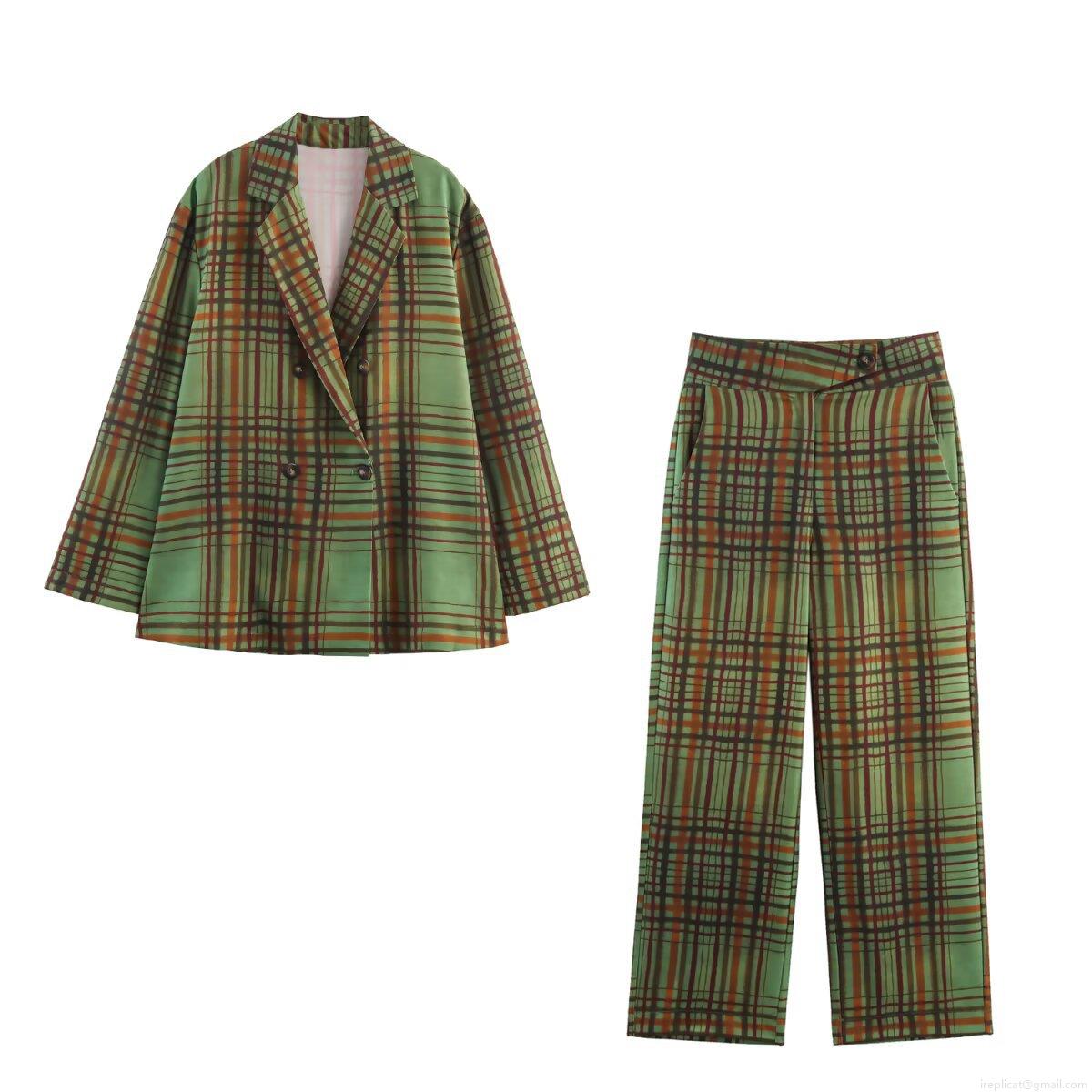 Women's 2 Piece Plaid Suit Sets Double Breasted Blazer Jacket and High Waist Wide Leg Pants Outfits Vintage British Style Streetwear Casual Formal Office Sets Women's 2 Piece Plaid Suit Sets Double Breasted Blazer Jacket and High Waist Wide Leg Pants Outfits Vintage British Style Streetwear Casual Formal Office Sets