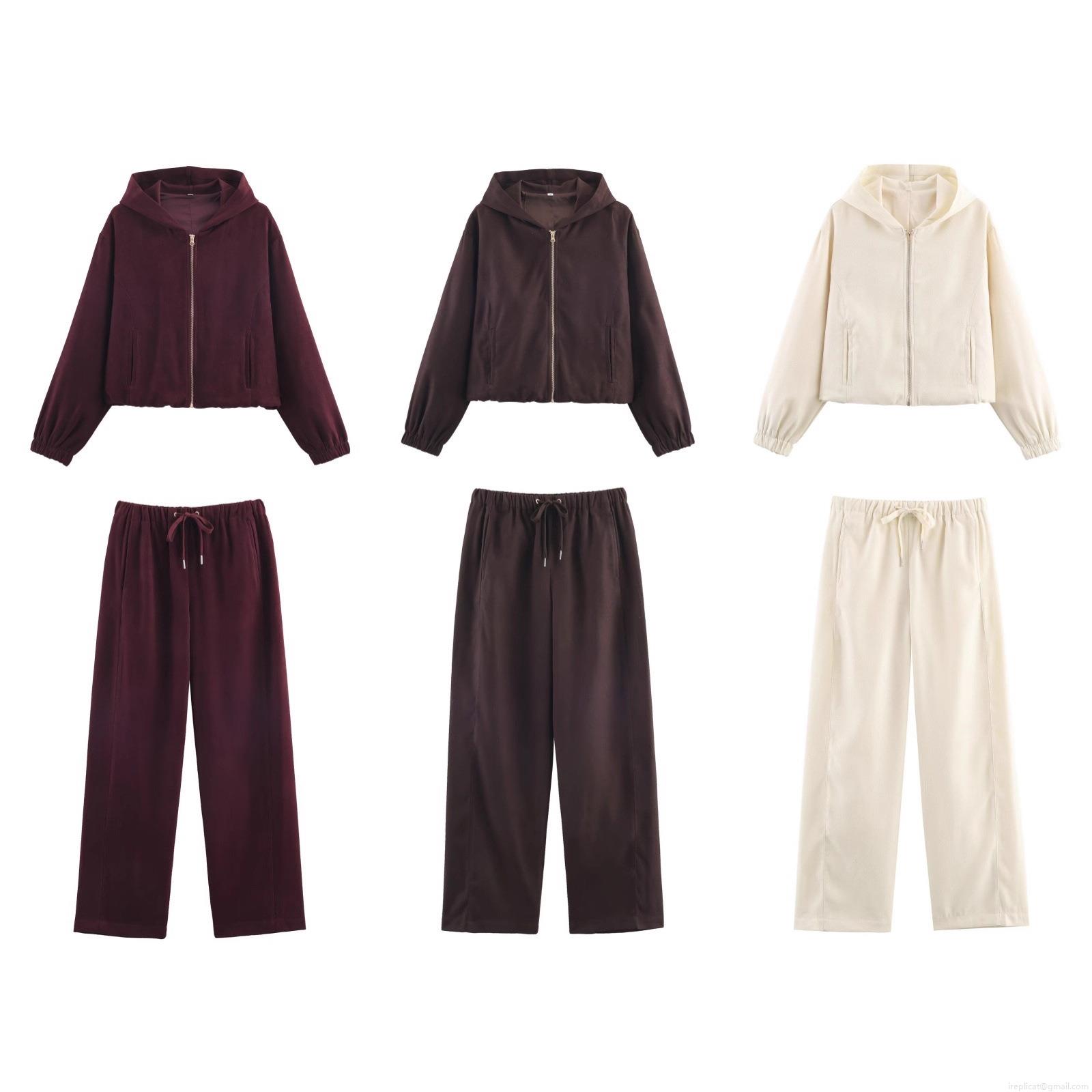 Women's Casual 2 Piece Tracksuit Set Solid Color Hooded Zip-up Sweatshirt and Wide Leg Pants Lounge Outfits for Fall Winter Women's Casual 2 Piece Tracksuit Set Solid Color Hooded Zip-up Sweatshirt and Wide Leg Pants Lounge Outfits for Fall Winter