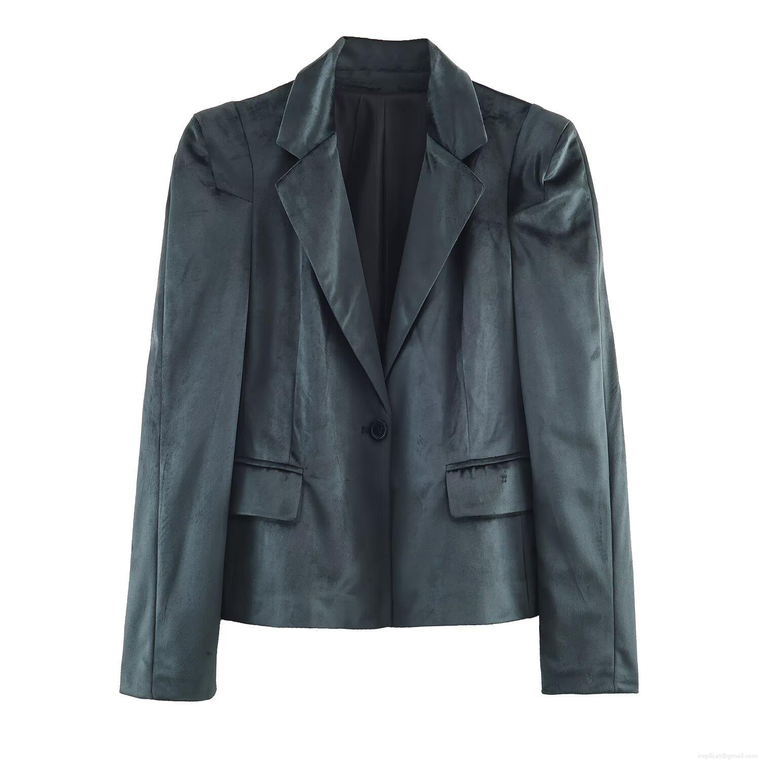 Women\'s Elegant Velvet Two Piece Suit Set Notched Lapel Single Button Blazer Jacket And High Waist Flared Pants Office Party Streetwear Tracksuit