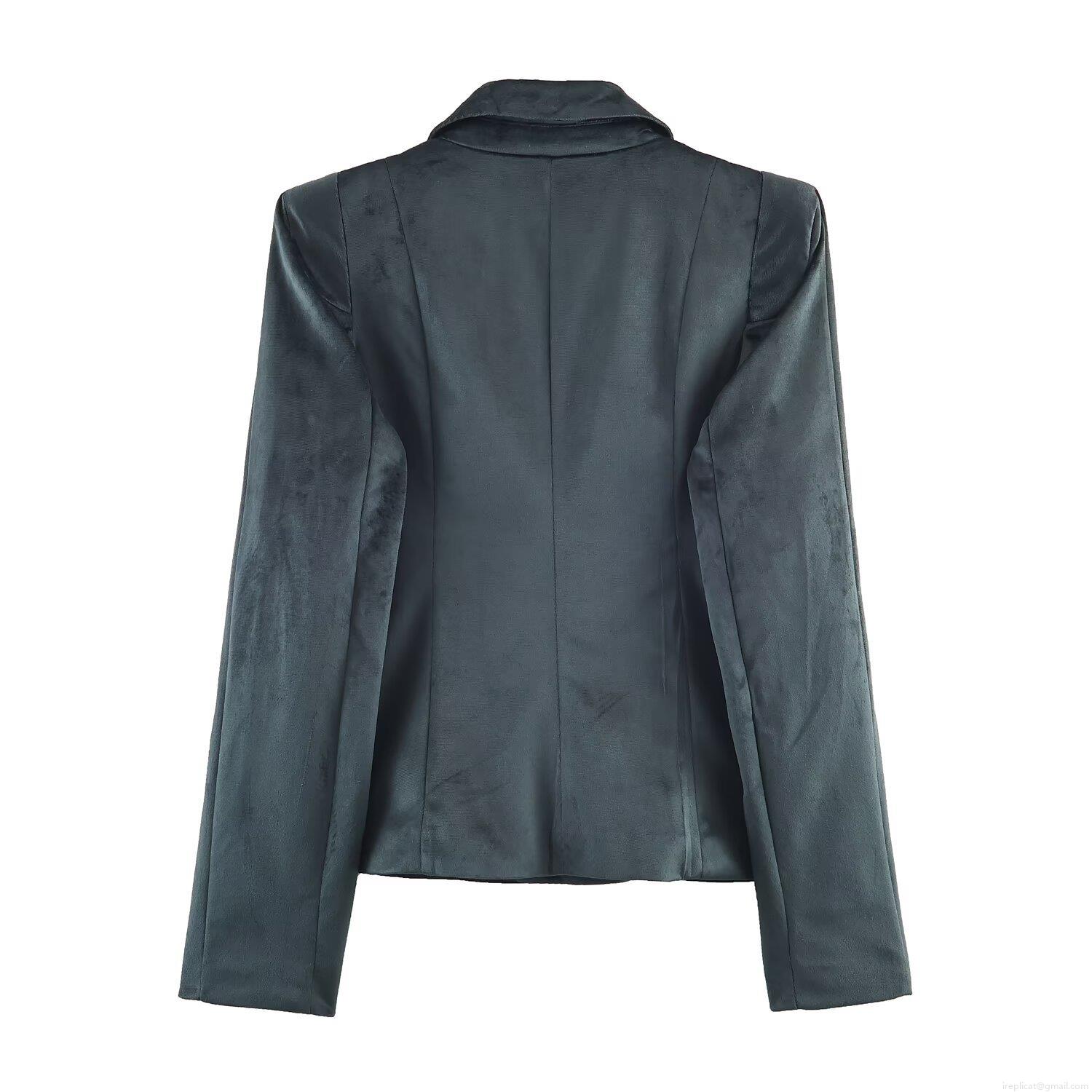 Women\'s Elegant Velvet Two Piece Suit Set Notched Lapel Single Button Blazer Jacket And High Waist Flared Pants Office Party Streetwear Tracksuit