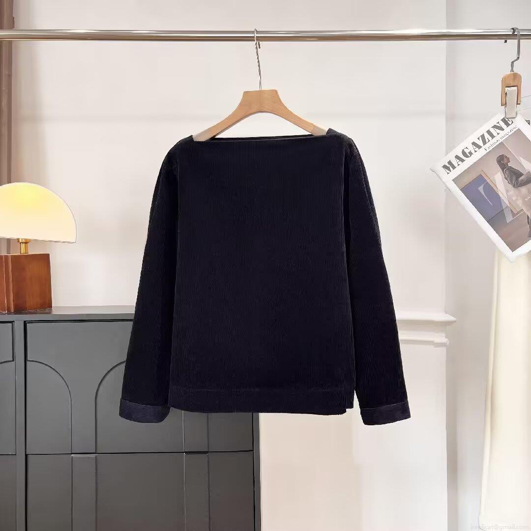 Women Corduroy Set Casual Boat Neck Long Sleeve Top High Waist Wide Leg Long Trousers Solid Color Retro Autumn Winter Fashion Minimalist Loose Clothing Women Corduroy Set Casual Boat Neck Long Sleeve Top High Waist Wide Leg Long Trousers Solid Color Retro Autumn Winter Fashion Minimalist Loose Clothing