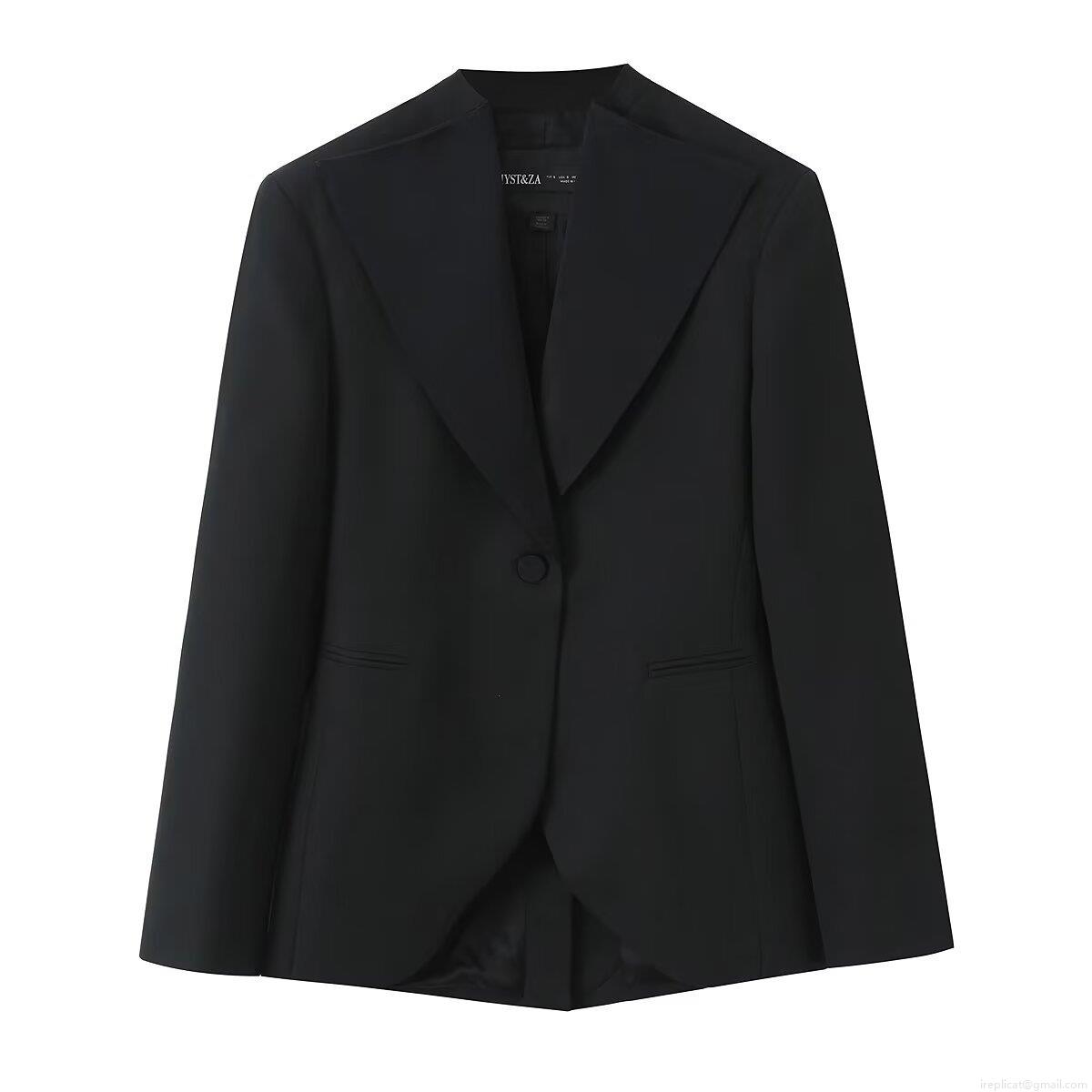 Elegant Women 2-Piece Suit Set Asymmetrical Hem Single Button Blazer And High Waist Wide Leg Trousers Business Casual Office Lady Outfits Solid Black Professional Clothing Elegant Women 2-Piece Suit Set Asymmetrical Hem Single Button Blazer And High Waist Wide Leg Trousers Business Casual Office Lady Outfits Solid Black Professional Clothing