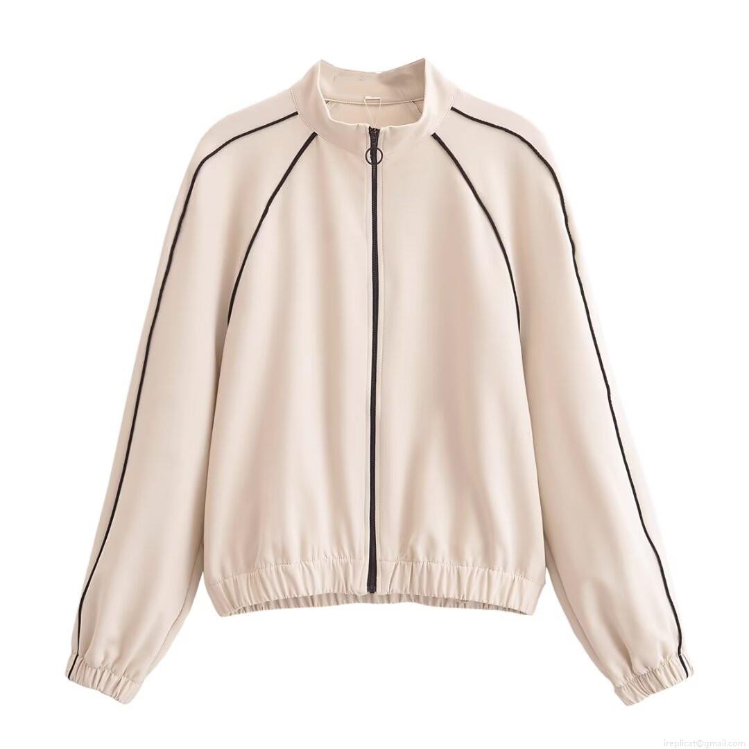 Women's Casual Two Piece Sport Suit Polyester Spandex Blend Zip-up Stand Collar Jacket and Contrast Side Stripe Wide Leg Pants Set for Daily Loungewear Women's Casual Two Piece Sport Suit Polyester Spandex Blend Zip-up Stand Collar Jacket and Contrast Side Stripe Wide Leg Pants Set for Daily Loungewear