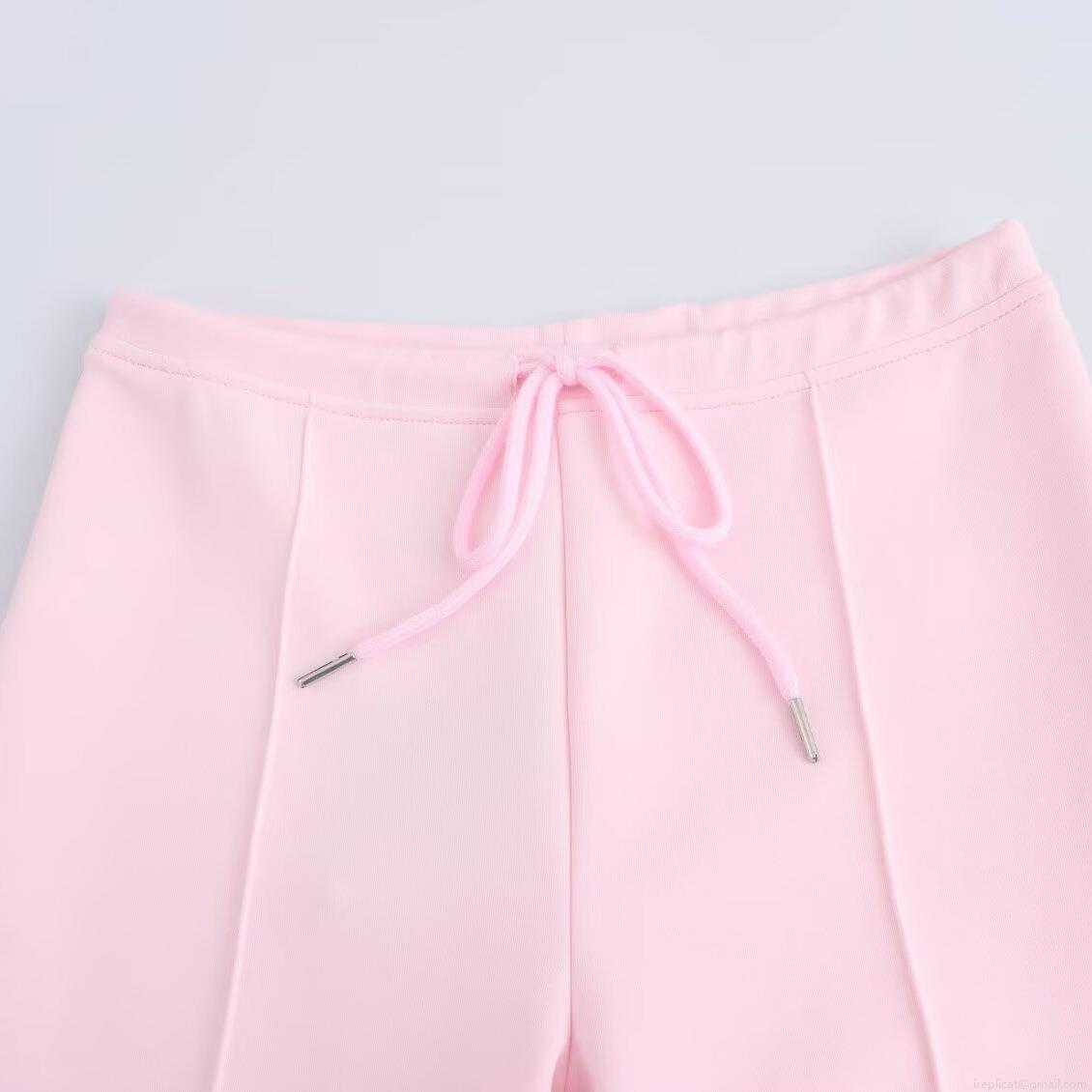 Women Casual Cotton Blend Set Cropped Zipper Hoodie And High Waist Flare Pants Sporty Ribbed Knit Outfit For Daily Spring