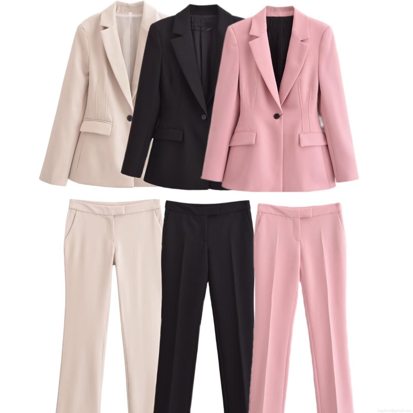 Women's Casual Blazer Pants Set 2-Piece Long Sleeve Lapel Single Breasted Slim Fit Polyester Spandex Suit For Office Business Commuter Women's Casual Blazer Pants Set 2-Piece Long Sleeve Lapel Single Breasted Slim Fit Polyester Spandex Suit For Office Business Commuter