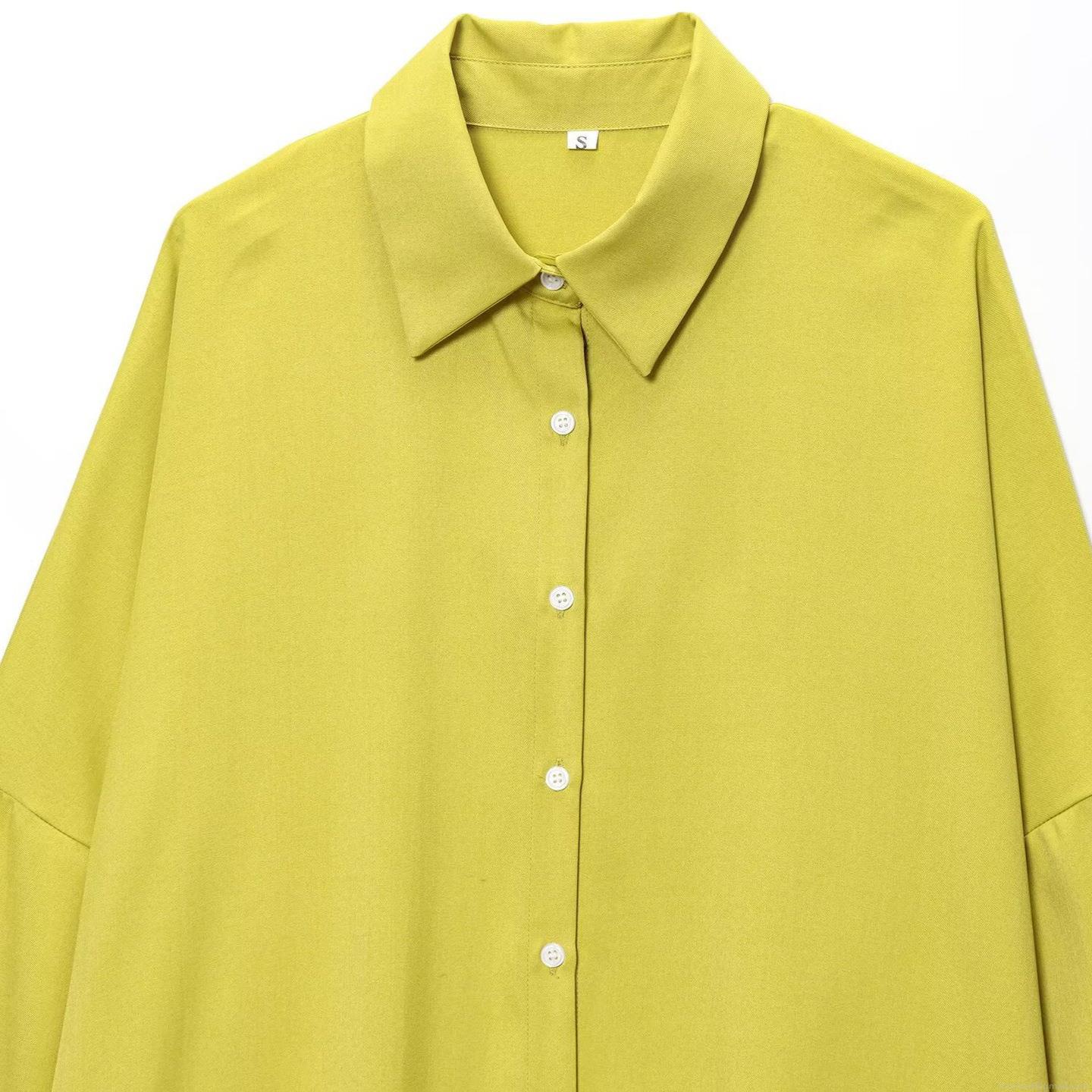 Women\'s 2 Piece Casual Lounge Set Solid Color Long Sleeve Button Down Shirt And Drawstring Wide Leg Pants Outfits Polyester Spandex Cotton Linen Texture Summer Loose Pants Set