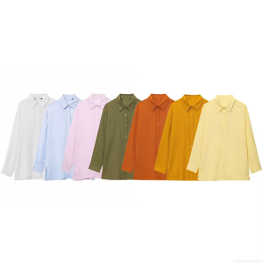 Women's Casual Loose Solid Color Polyester Blend Shirt And Wide Leg Pants Set Button Down Long Sleeve Blouse And High Waist Trousers Two Piece Outfits Women's Casual Loose Solid Color Polyester Blend Shirt And Wide Leg Pants Set Button Down Long Sleeve Blouse And High Waist Trousers Two Piece Outfits