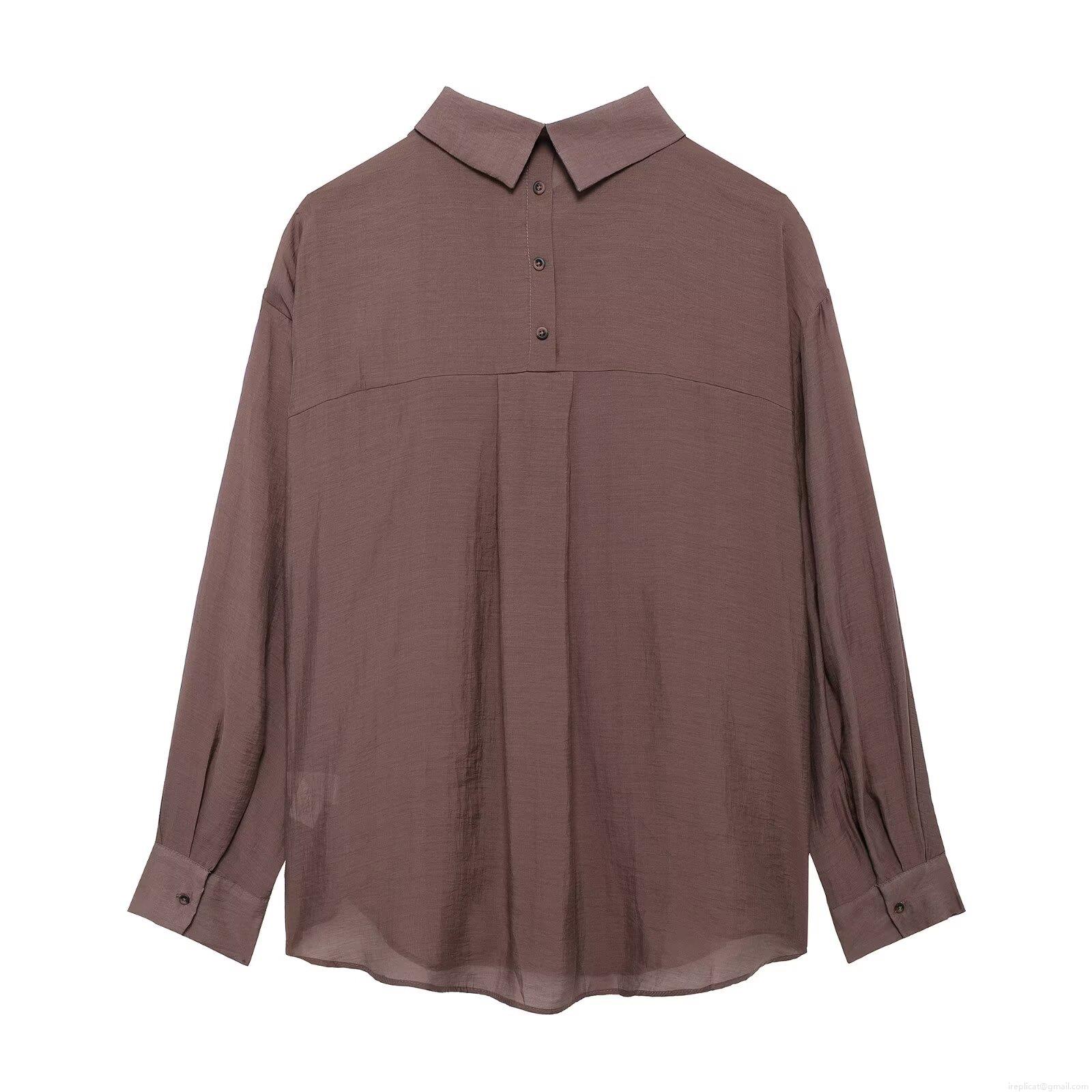 Women\'s Casual 2-Piece Set 100% Polyester Long Sleeve Button Down Shirt And High Waist Cargo Pants Office Daily Summer Solid Color Loose Outfit