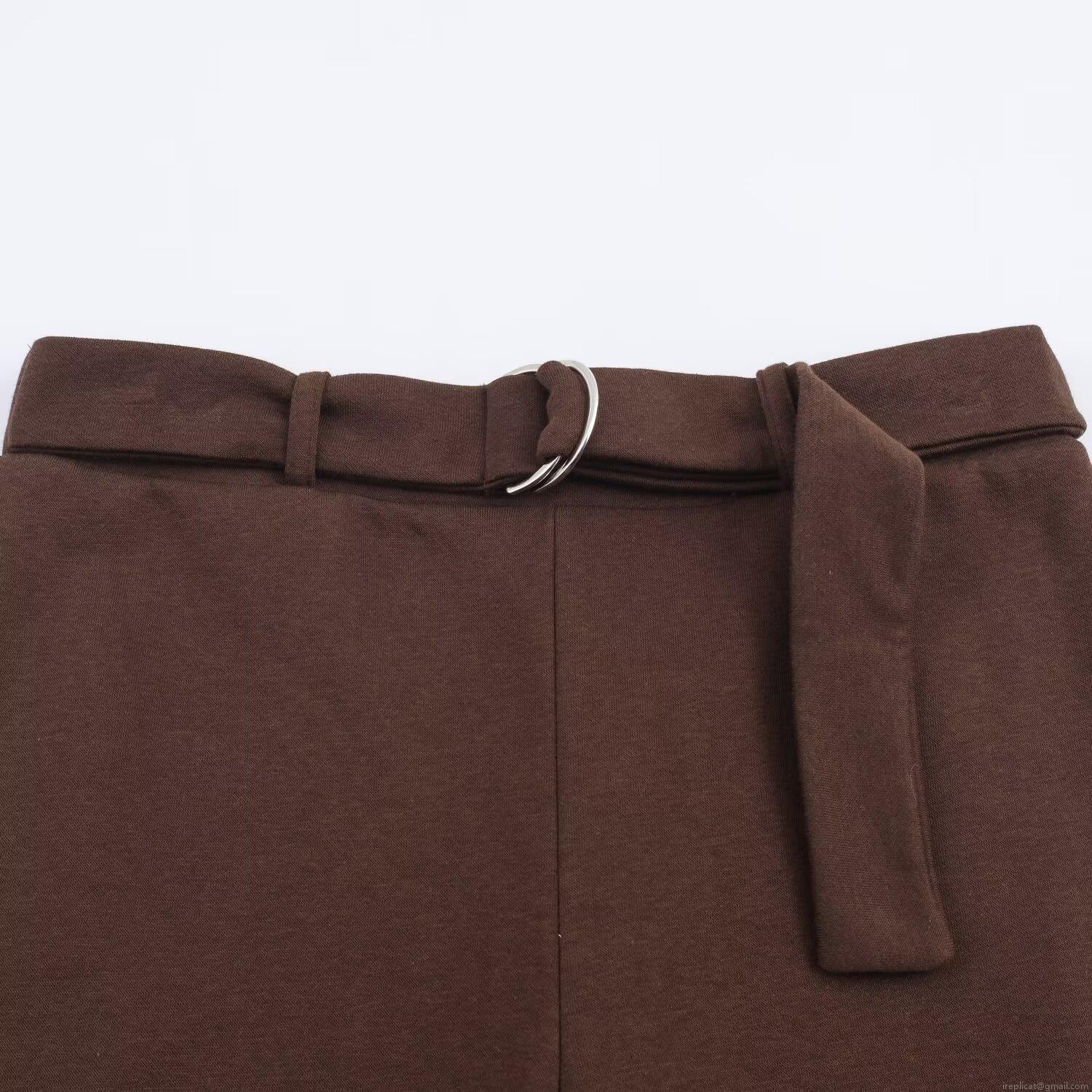 Women\'s Fashion Velvet Casual Jacket and Trousers Set Solid Color Long Sleeve Zip-up Top High Waist Belted Tapered Pants Autumn Outfit
