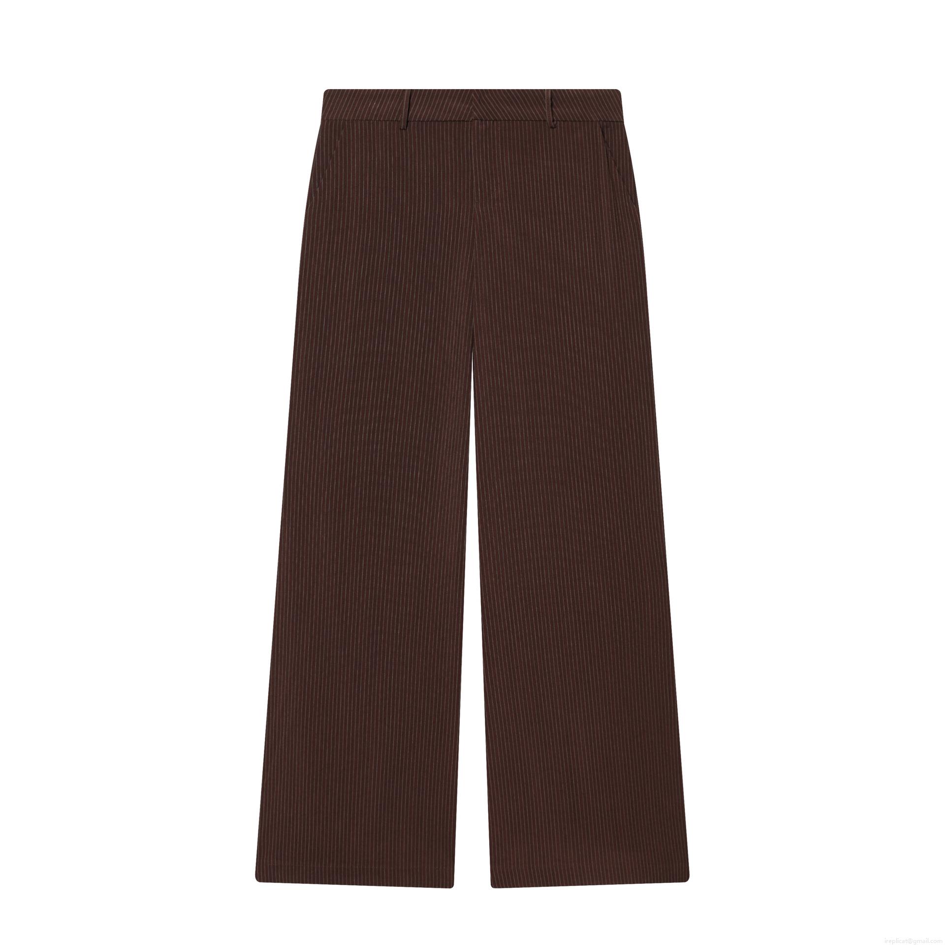 Women\'s 2 Piece Pinstripe Pants Set Polyester Blend Zipper Sleeveless Vest Waistcoat And Wide Leg Trousers Office Casual Outfit
