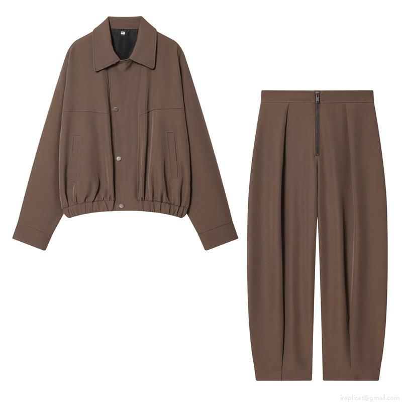 Women's Fashion Casual 2-Piece Set Solid Color Long Sleeve Lapel Jacket and High Waist Trousers Streetwear Woven Polyester Outfits Suit Women's Fashion Casual 2-Piece Set Solid Color Long Sleeve Lapel Jacket and High Waist Trousers Streetwear Woven Polyester Outfits Suit