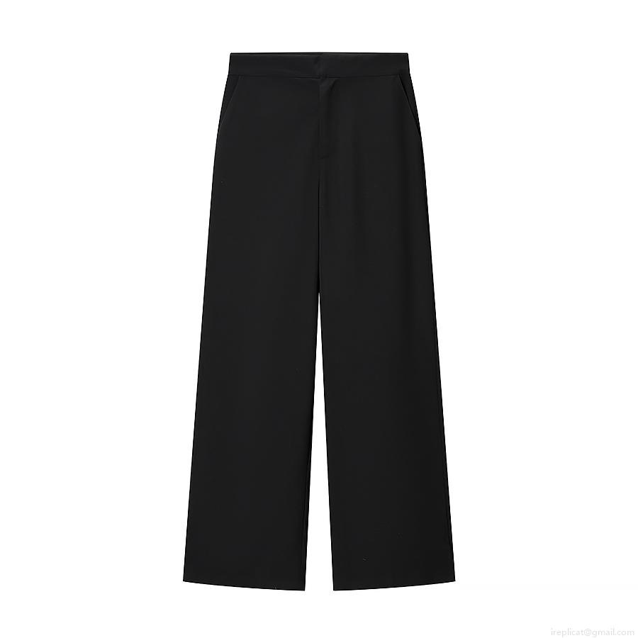 Women\'s Elegant Feather Trim Sleeve Blazer And High Waisted Wide Leg Pants Two Piece Set Solid Color Formal Suit For Office Party