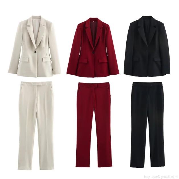 Elegant Women's 2 Piece Blazer Suit Set Single Breasted Notched Lapel Blazer with Flare Pants Polyester Solid Color Office Commuting Professional Outfit Elegant Women's 2 Piece Blazer Suit Set Single Breasted Notched Lapel Blazer with Flare Pants Polyester Solid Color Office Commuting Professional Outfit