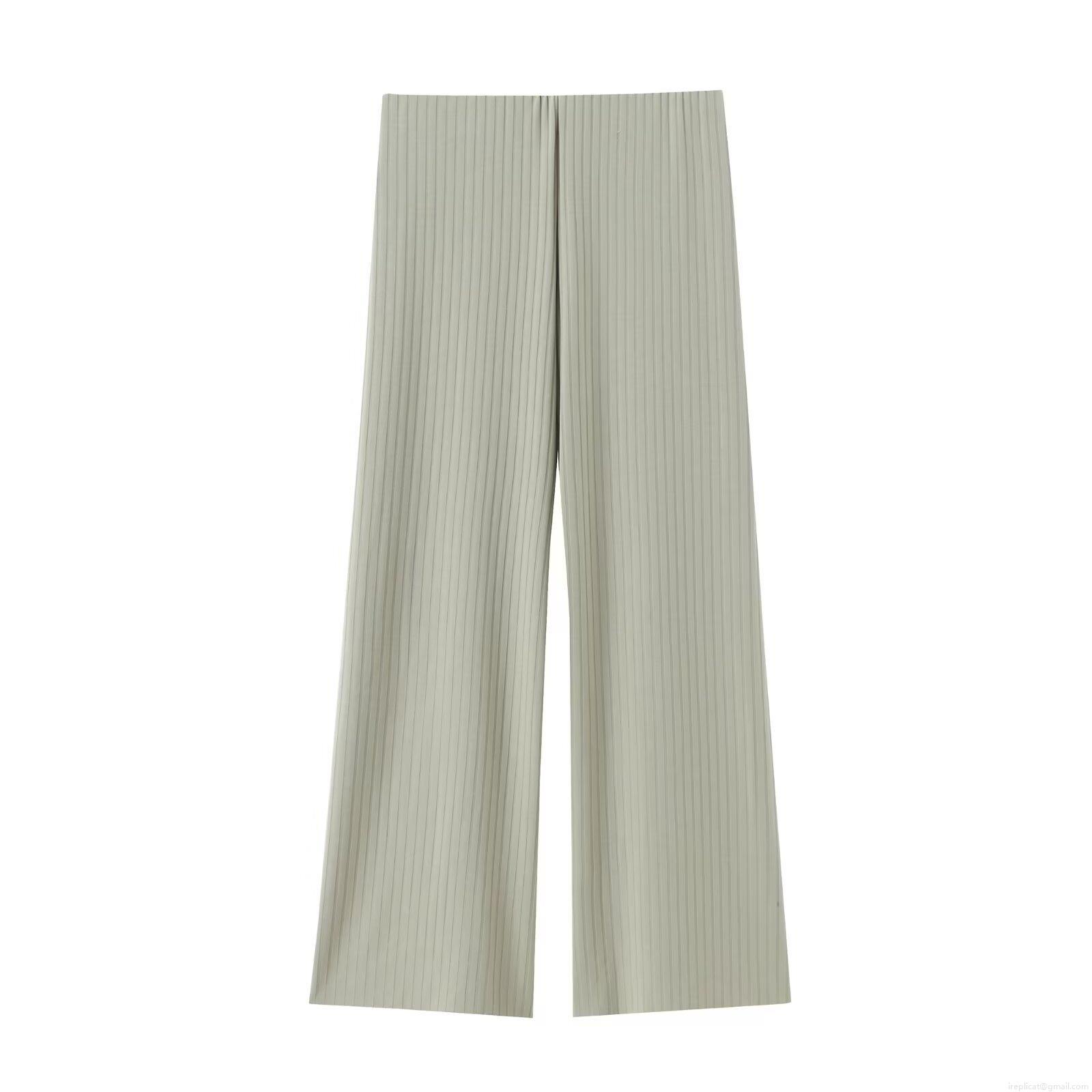 Women\'s Ribbed Knit Two Piece Set One Shoulder Asymmetric Top And Wide Leg Pants High Waist Ruched Slim Fit Lounge Streetwear For Women Summer Vacation Outfit