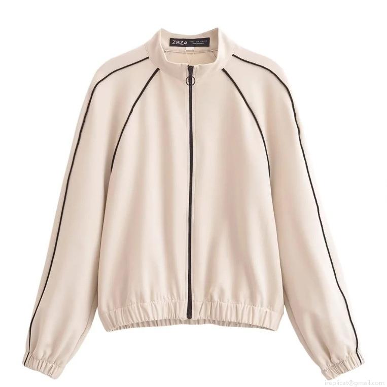 Women's Casual Contrast Piping Jacket And Wide Leg Pants Two Piece Set Long Sleeve Zipper Stand Collar Tracksuit For Street Daily Wear Women's Casual Contrast Piping Jacket And Wide Leg Pants Two Piece Set Long Sleeve Zipper Stand Collar Tracksuit For Street Daily Wear