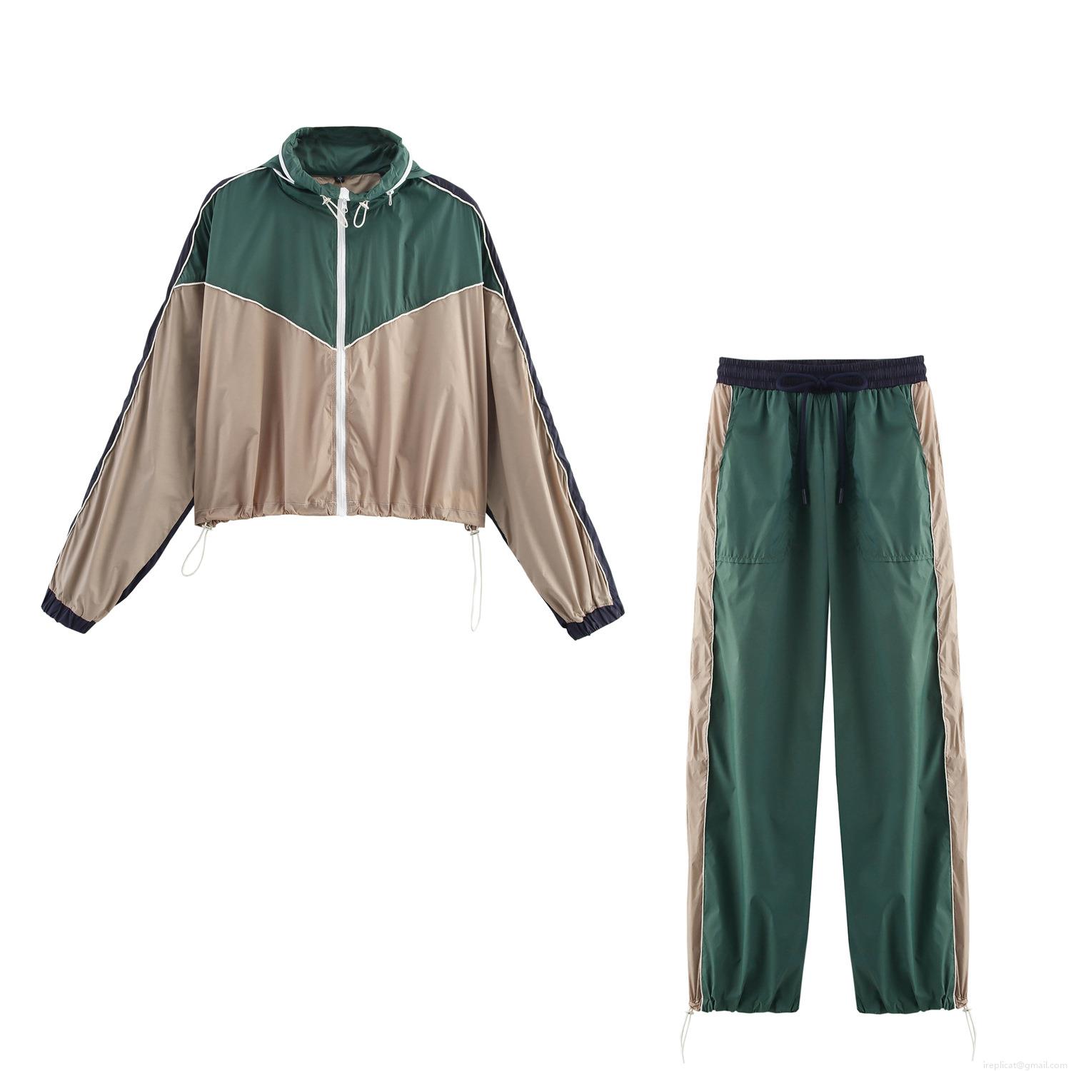Women's Color Block Hooded Windbreaker Jacket and Trackpants Two Piece Set Polyester Long Sleeve Zip Up Casual Sporty Streetwear Outfit Women's Color Block Hooded Windbreaker Jacket and Trackpants Two Piece Set Polyester Long Sleeve Zip Up Casual Sporty Streetwear Outfit