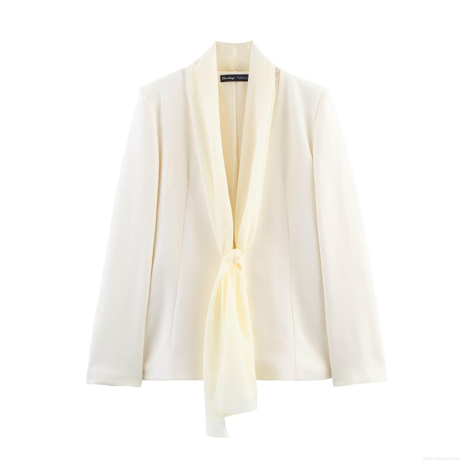 Women's Casual Blazer and Pants Set Solid Color Scarf Collar Long Sleeve Jacket with High Waist Straight Leg Trousers Professional Office Suit Polyester Blend Two-Piece Set Women's Casual Blazer and Pants Set Solid Color Scarf Collar Long Sleeve Jacket with High Waist Straight Leg Trousers Professional Office Suit Polyester Blend Two-Piece Set