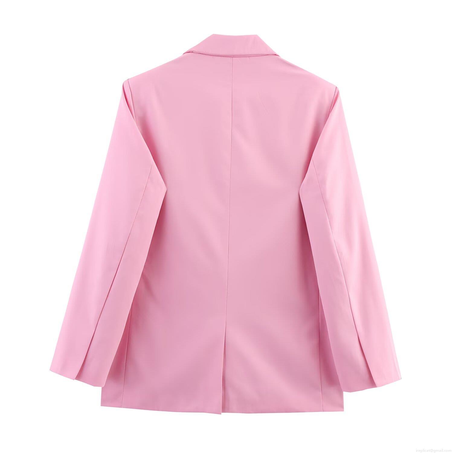Women's Pink Blazer Trousers Suit Set Polyester Loose Single Breasted Notched Lapel Jacket And Wide Leg High Waist Pants Two Piece Set For Office Lady Professional Elegant Chic Streetwear Outfit Women's Pink Blazer Trousers Suit Set Polyester Loose Single Breasted Notched Lapel Jacket And Wide Leg High Waist Pants Two Piece Set For Office Lady Professional Elegant Chic Streetwear Outfit