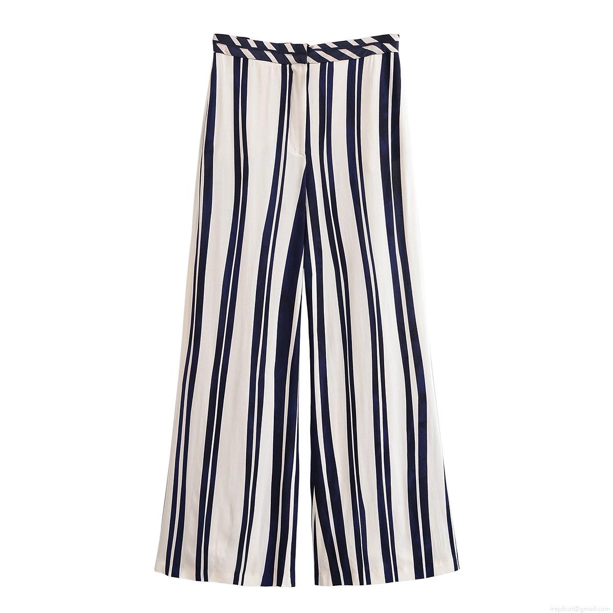 Women Sexy Vertical Striped Two Piece Set Halter Tied Neck Sleeveless Top And High Waist Wide Leg Pants Casual Summer Outfits