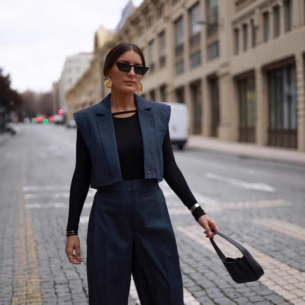 Women's Pinstripe Suit Set Sleeveless Cropped Vest And High Waist Wide Leg Pants Two Piece Outfits Polyester Stripe Office Lady Streetwear Business Casual Co-ord Set Women's Pinstripe Suit Set Sleeveless Cropped Vest And High Waist Wide Leg Pants Two Piece Outfits Polyester Stripe Office Lady Streetwear Business Casual Co-ord Set