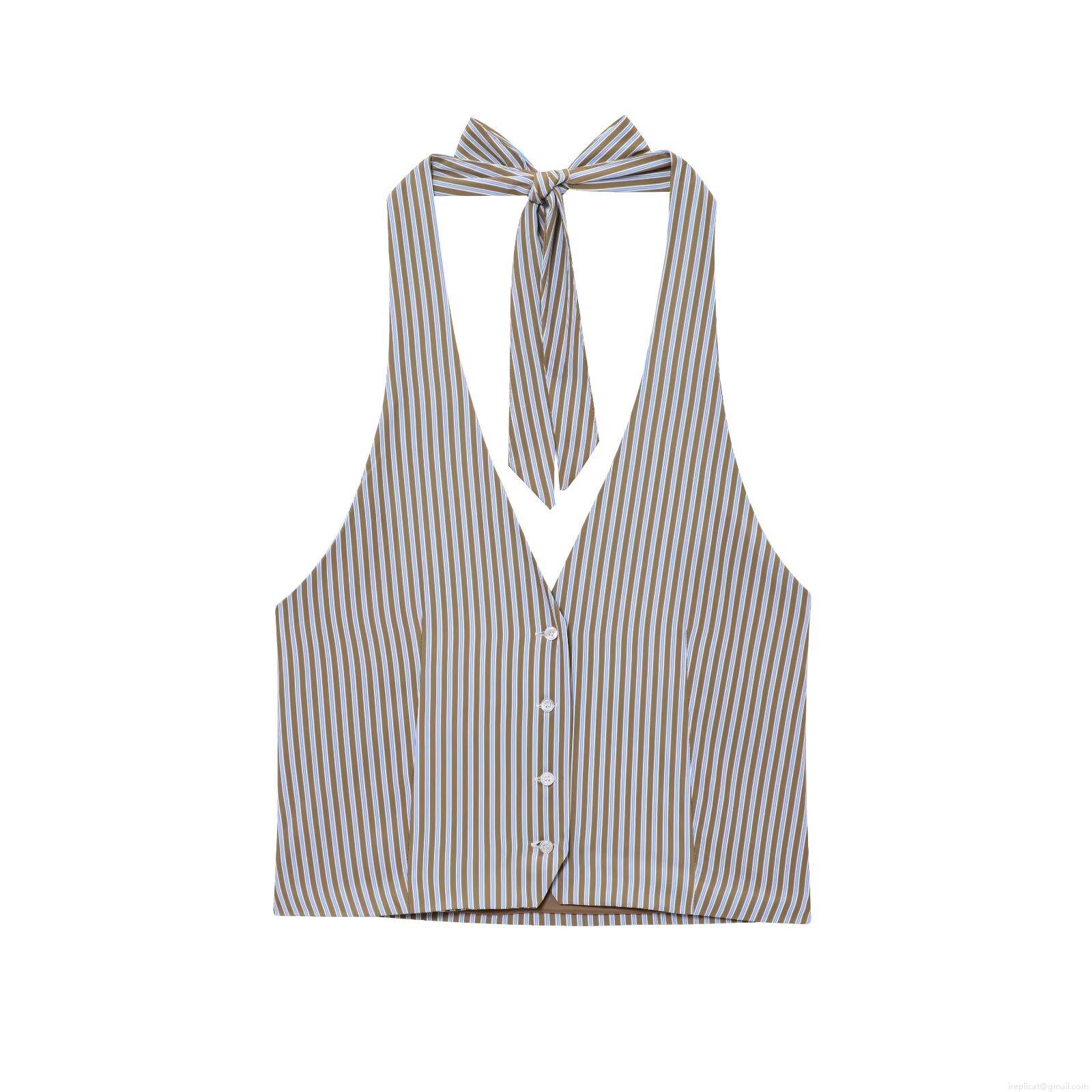Women's Striped Halter Neck Crop Top And Wide Leg Pants Set 2 Piece Summer Outfits Sexy Backless V Neck Button Down Vest Straight Trousers Casual Beach Vacation Polyester Cotton Blend Clothing Women's Striped Halter Neck Crop Top And Wide Leg Pants Set 2 Piece Summer Outfits Sexy Backless V Neck Button Down Vest Straight Trousers Casual Beach Vacation Polyester Cotton Blend Clothing