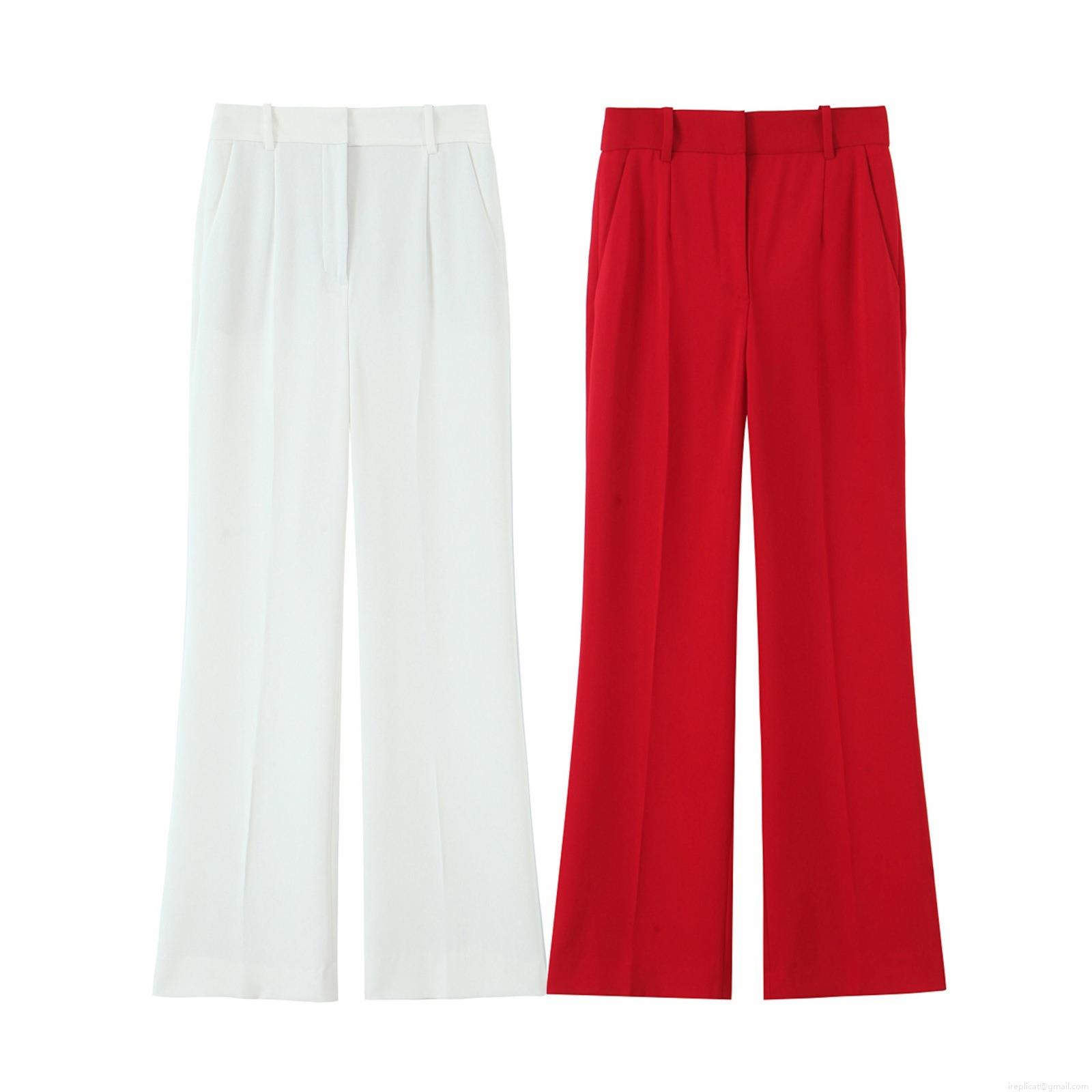 Women\'s 2 Piece Pants Set Sleeveless V-Neck Waist Tie Vest And High Waist Flare Pants Polyester Solid Color Casual Office Streetwear Suit