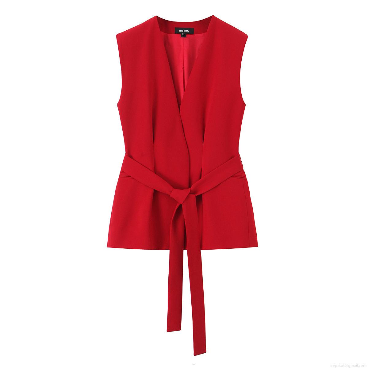 Women\'s 2 Piece Pants Set Sleeveless V-Neck Waist Tie Vest And High Waist Flare Pants Polyester Solid Color Casual Office Streetwear Suit